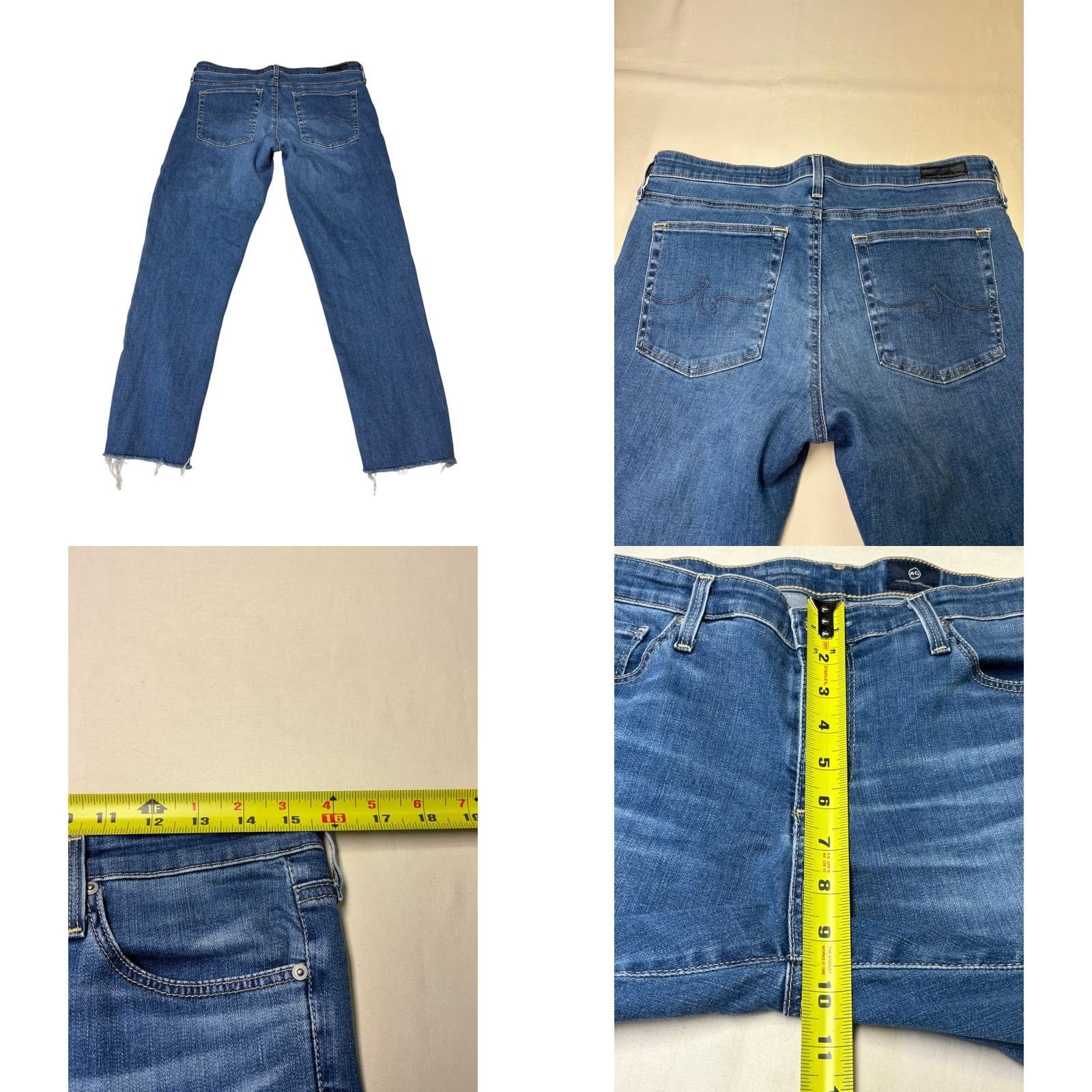 Vintage AG Adriano Goldschmied Cropped Denim Jeans - Premium Fit 31x25 Size 24" / US 00 / IT 34 - 8 Thumbnail