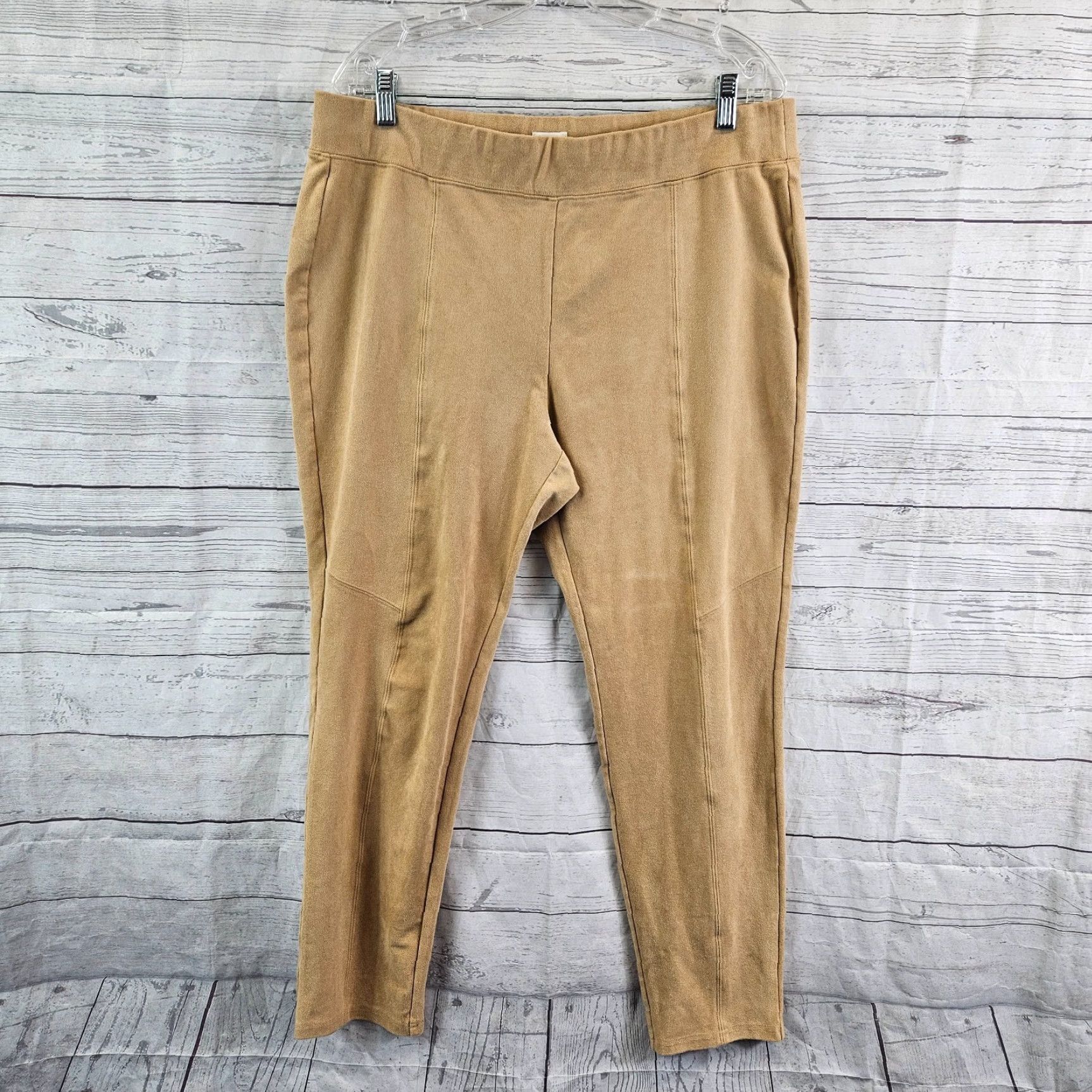 Vintage Chico's Zenergy Trisha Faux Suede Leggings Sz 12 Beige Pull On High Rise Womens Pants, 27.5 Inseam Size 34" / US 12 / IT 48 - 2 Thumbnail