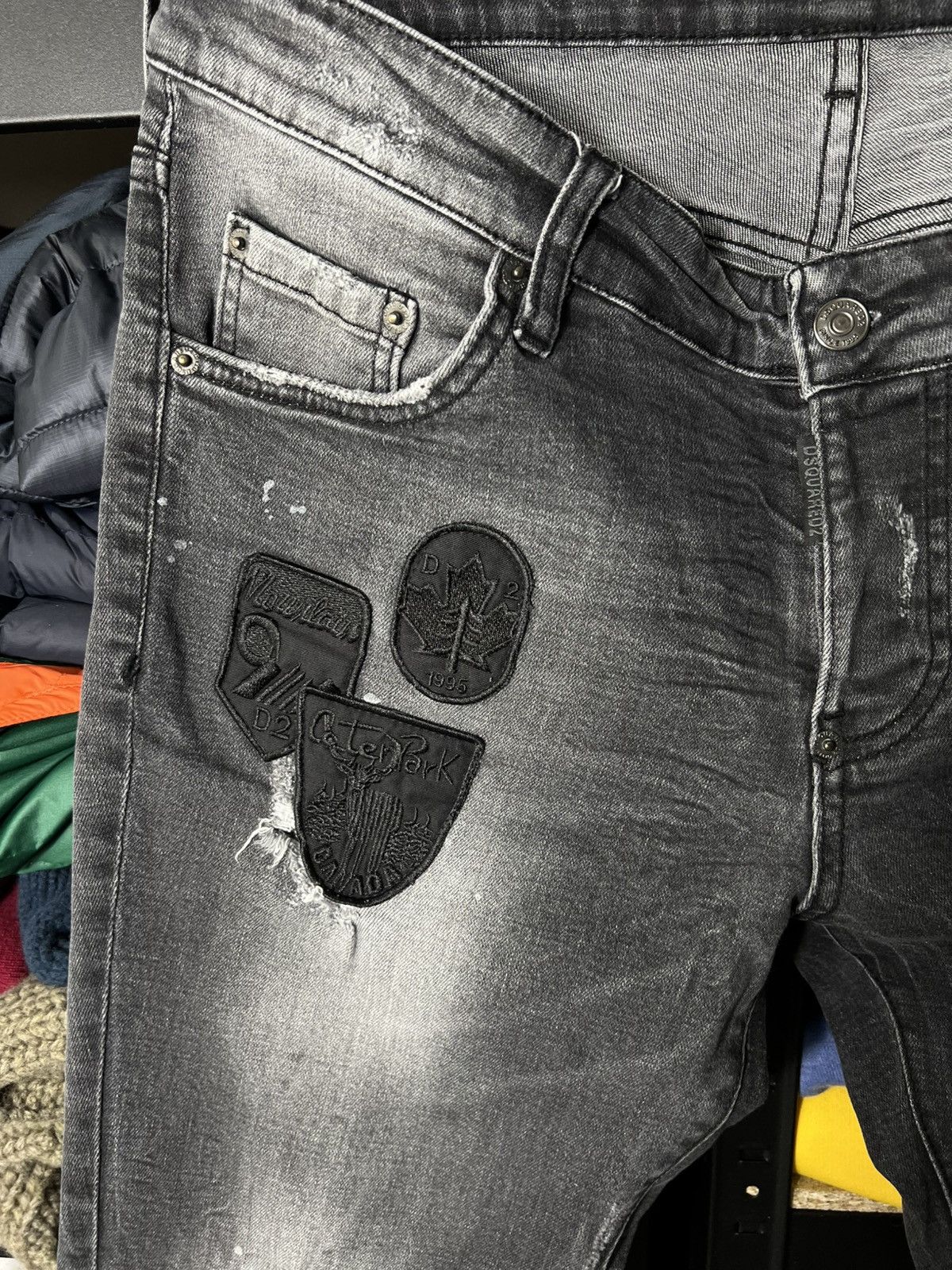 Dsquared2 Dsquared2 Slim Distressed Ripped Jeans Grey Wash Patch Denim Size US 36 / EU 52 - 4 Thumbnail