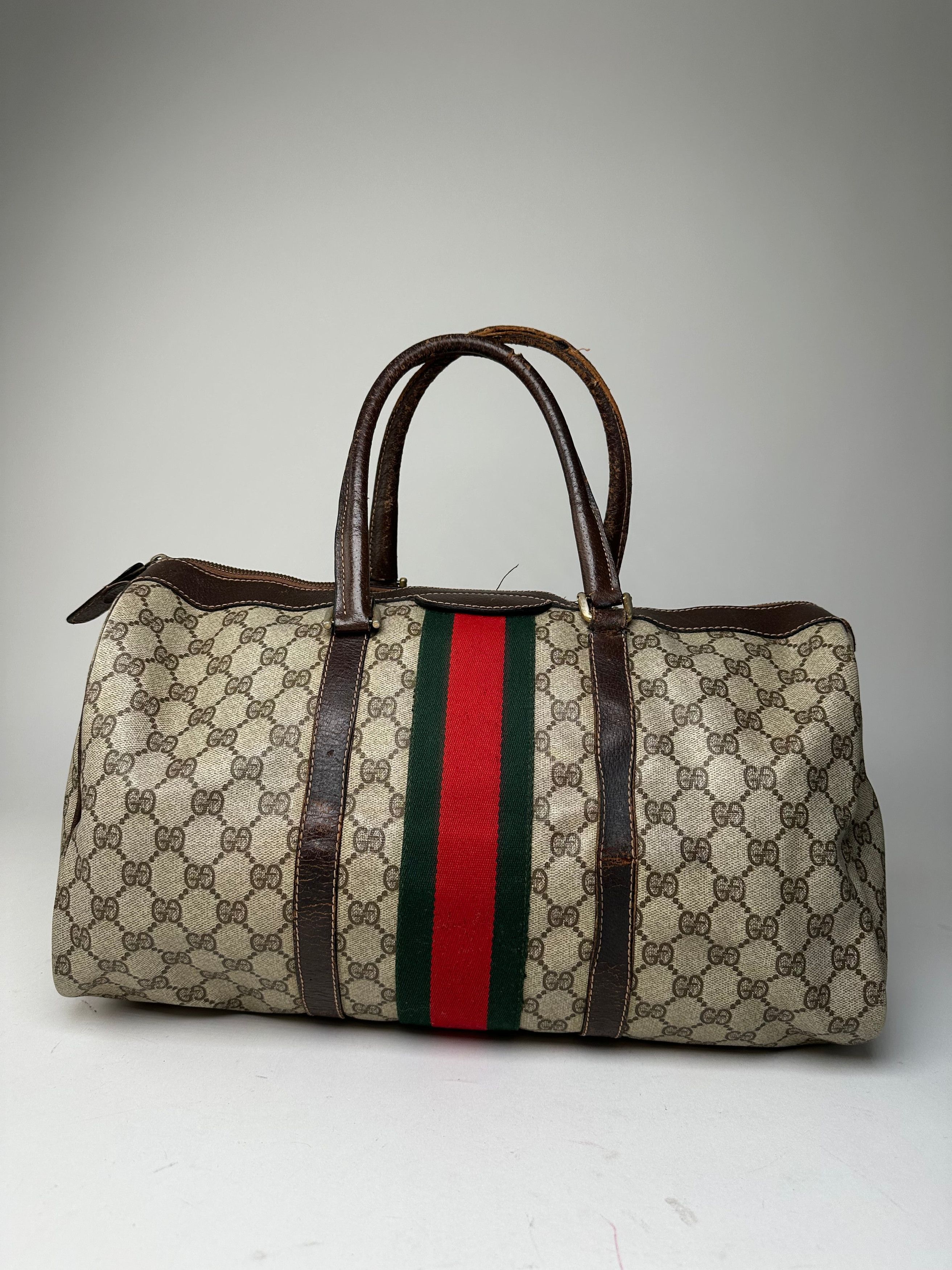 Gucci Vintage GG Supreme Sherry Line Boston Bag Beige Brown Size ONE SIZE - 1 Thumbnail