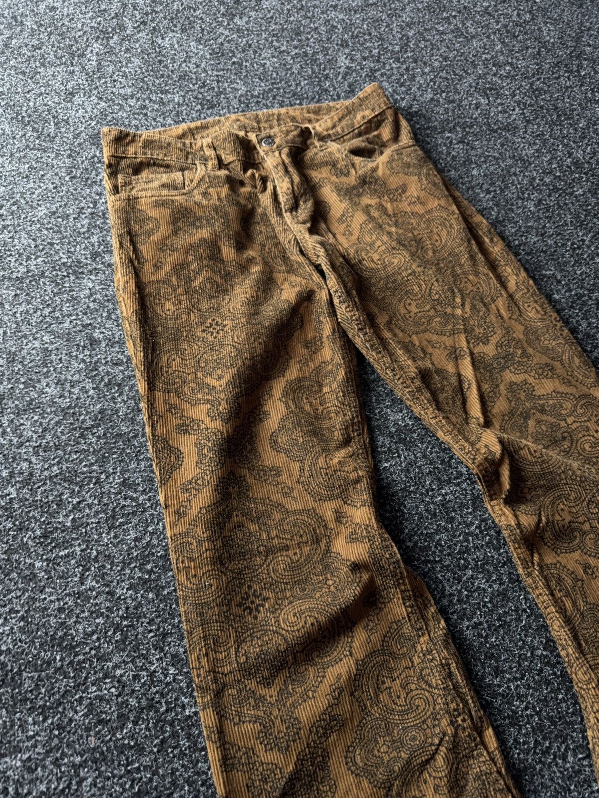 Japanese Brand Paisley Corduroy Flare Pants Y2K Japan Style Hysteric Mood Size 31" - 5 Thumbnail