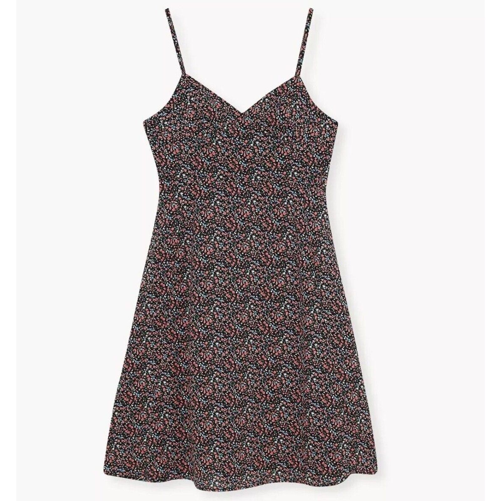 Other Polly Black Floral Print VNeck Spaghetti Strap Slit Dress 6 Size M / US 6-8 / IT 42-44 - 1 Thumbnail