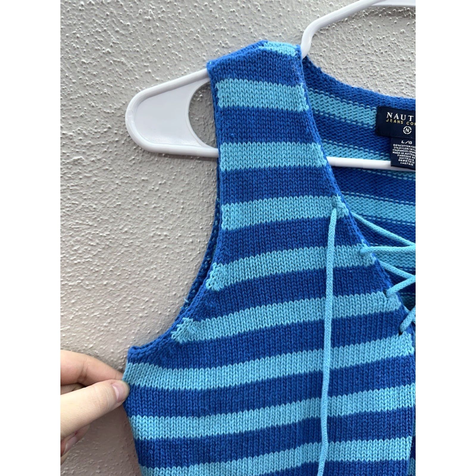 Nautica Nautica Jeans Company Womens Tank Size Large Blue Striped Sleeveless Knit Shirt Size 36" / US 14 / IT 50 - 2 Thumbnail