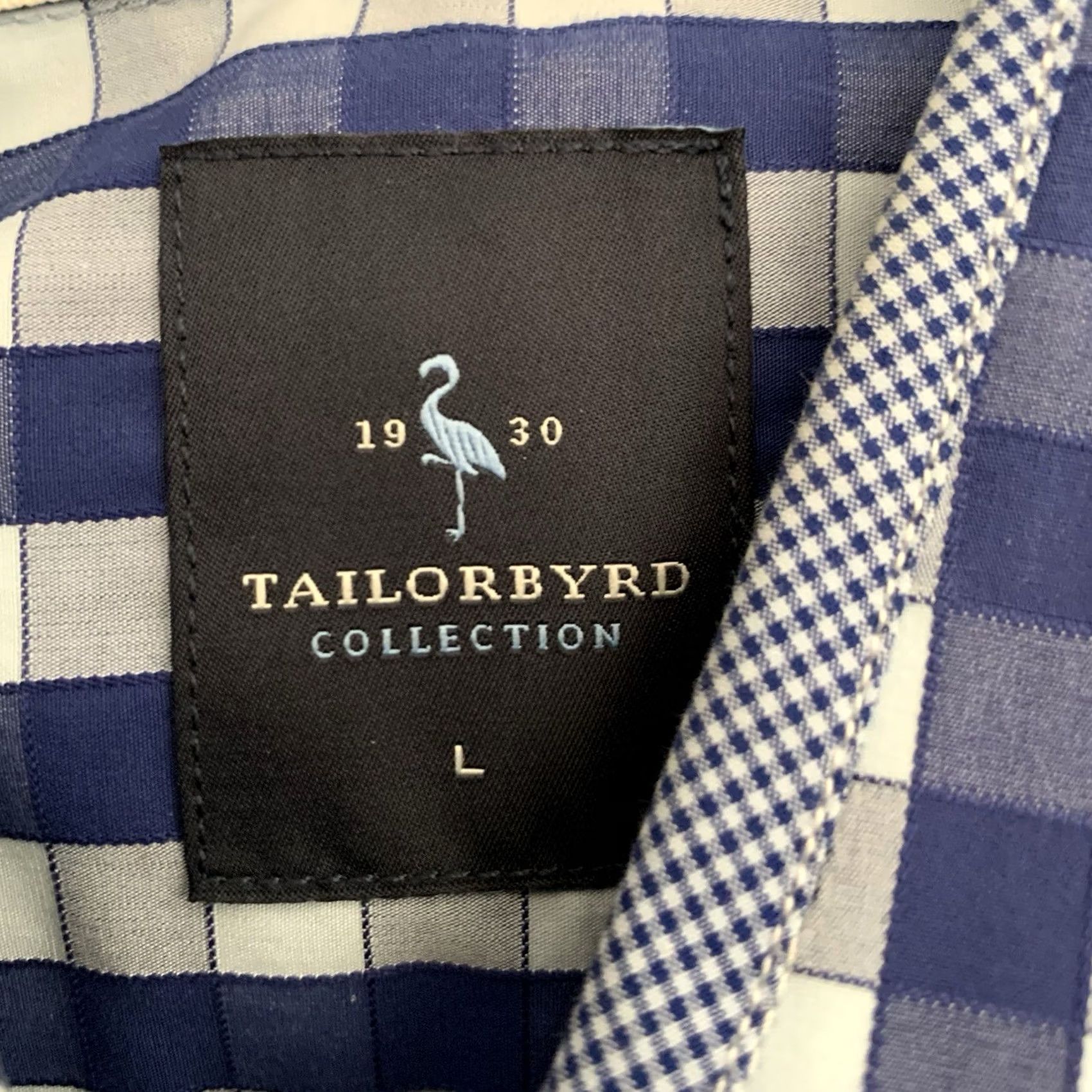 Tailorbyrd TAILORBYRD Collection Shirt Mens Large Blue Check Spread Collar Flip Cuff Regular Fit Button-Up Size US L / EU 52-54 / 3 - 2 Thumbnail
