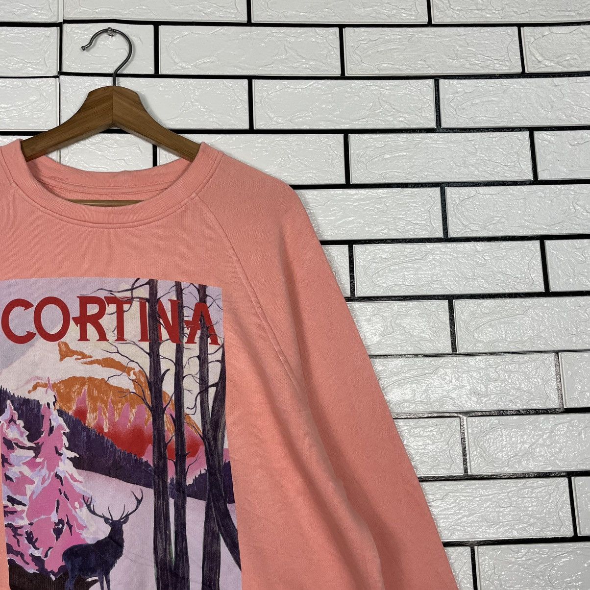 Japanese Brand Cortina Big Print Pink Crewneck Sweatshirt Size US M / EU 48-50 / 2 - 5 Thumbnail
