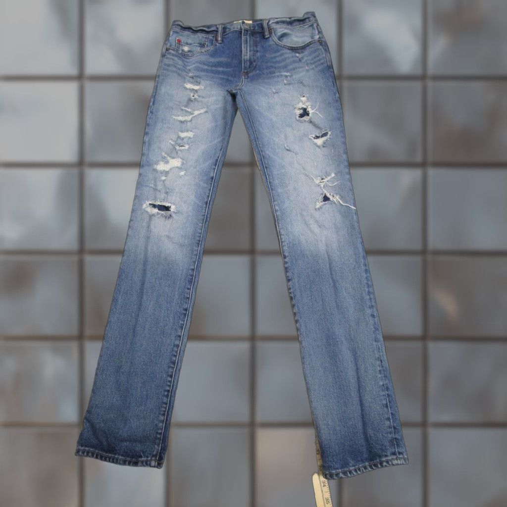 Gap VINTAGE Gap Cone Denim Jeans Mens 31x34 Slim Skinny Denim Blue Distressed Patchwork Redline Repair Size US 31 - 1 Thumbnail