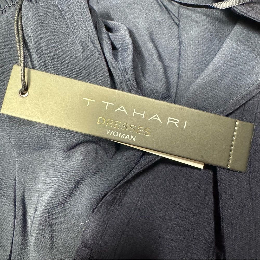 Elie Tahari NWT New $118 Tahari Smocked Waist Crinkle Maxi Navy Dress S Size XXL / US 16-18 / IT 52-54 - 7 Thumbnail