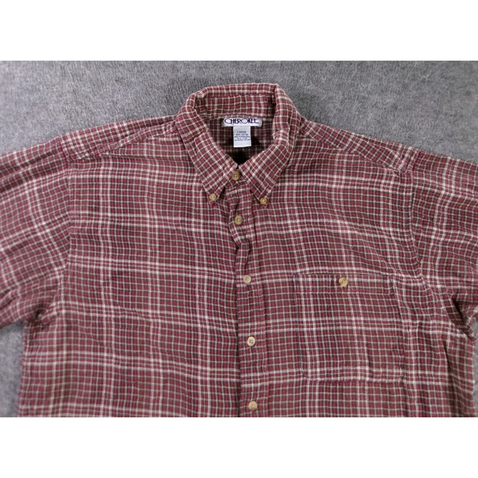 Cherokee Cherokee Shirt Men Large Burgundy Plaid Flannel Casual Rustic Outdoor Classic Size US L / EU 52-54 / 3 - 2 Thumbnail