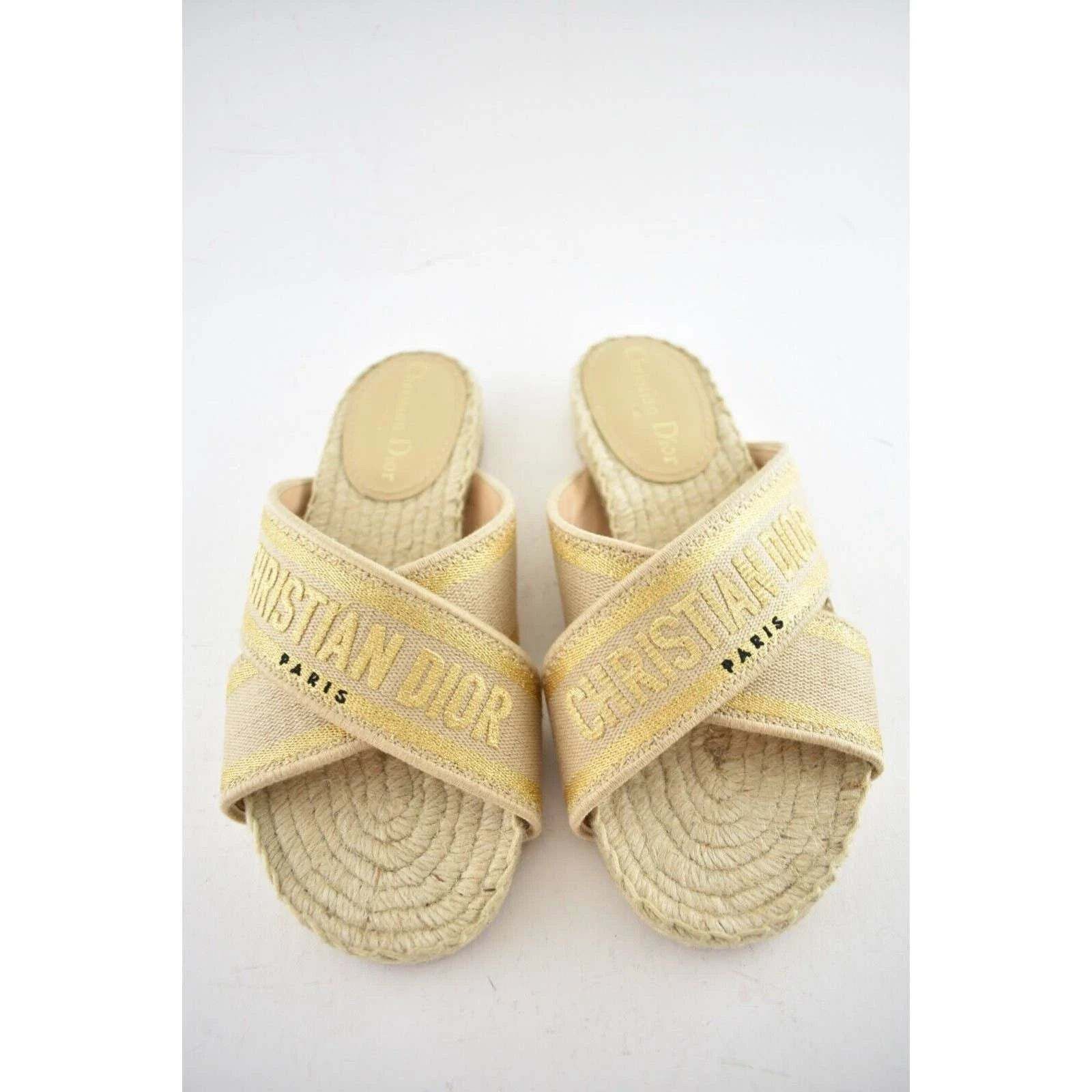 Dior Christian Dior Granville Dway Gold Beige Espadrille Size US 5 / IT 35 - 5 Thumbnail