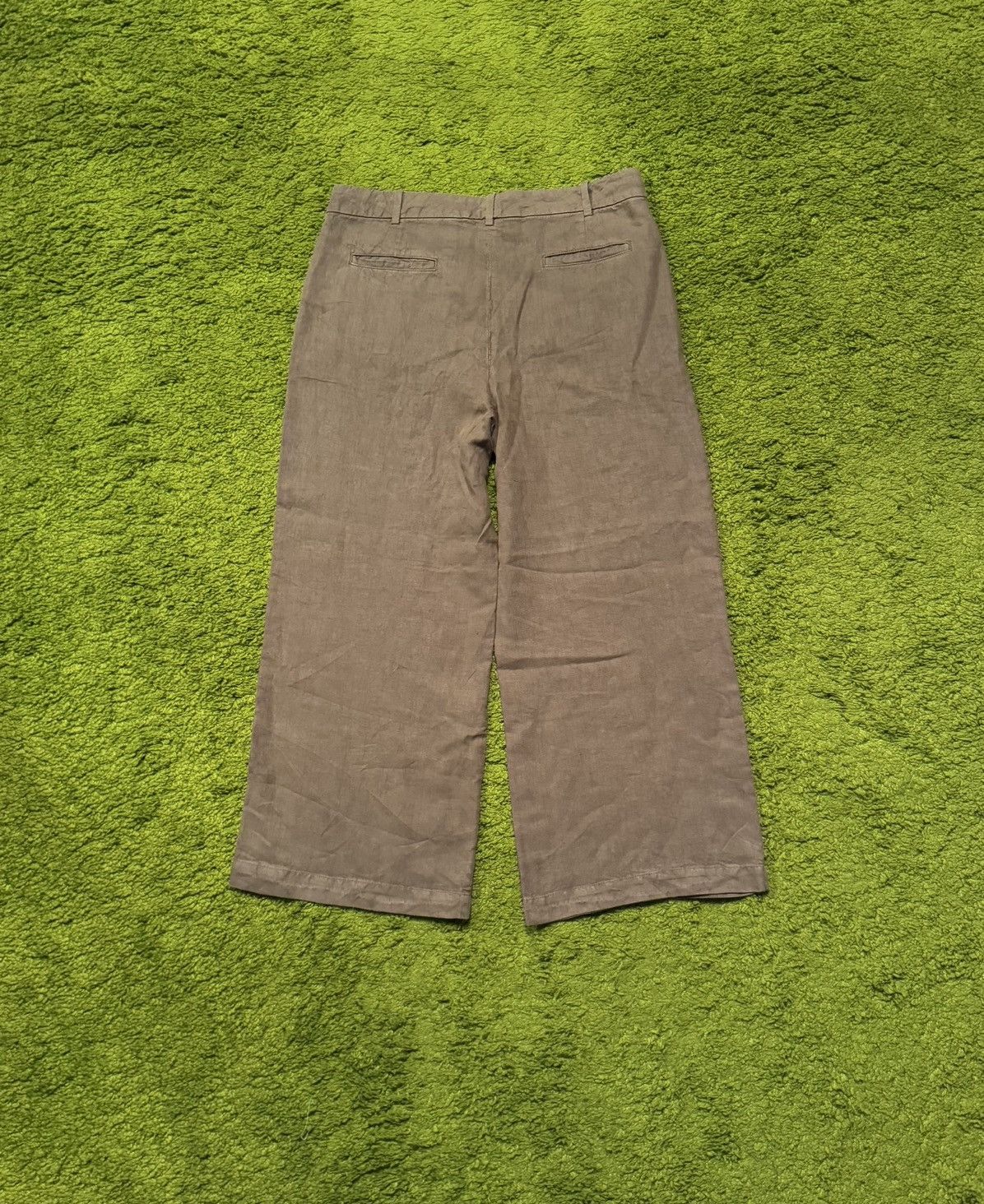 Aspesi × Designer Alberto Aspesi 100% linen wide leg culottes pants Y2K 2000s Size 28" / US 6 / IT 42 - 2 Thumbnail