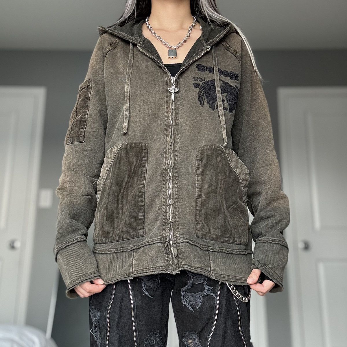 Salvage Y2K Salvage Vultures Embroidered Zip Up Hoodie Size US L / EU 52-54 / 3 - 8 Thumbnail
