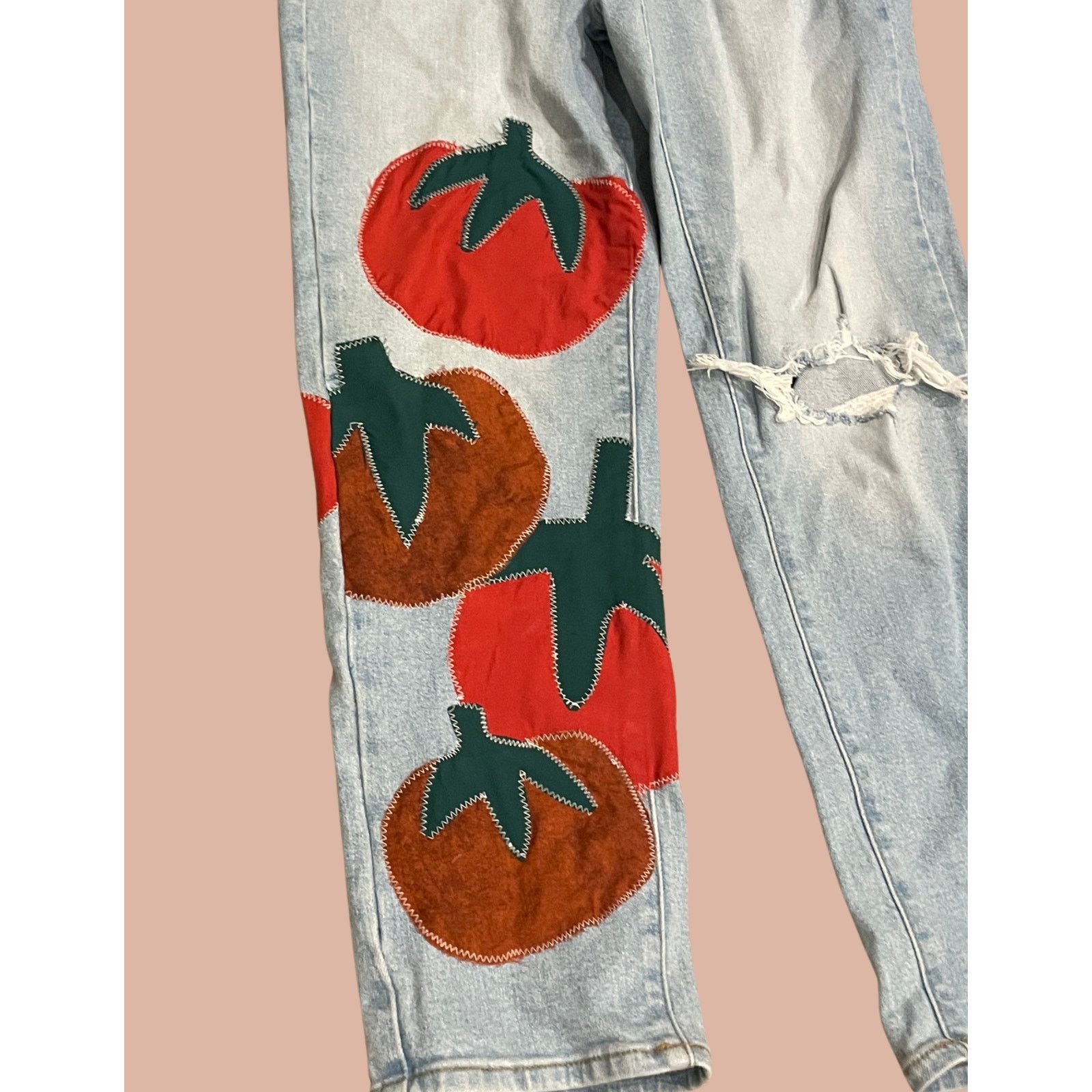 Other Size 10 Upcycled Tomato Jeans | Indie Quirky Straight Leg Size 32" / US 10 / IT 46 - 3 Thumbnail