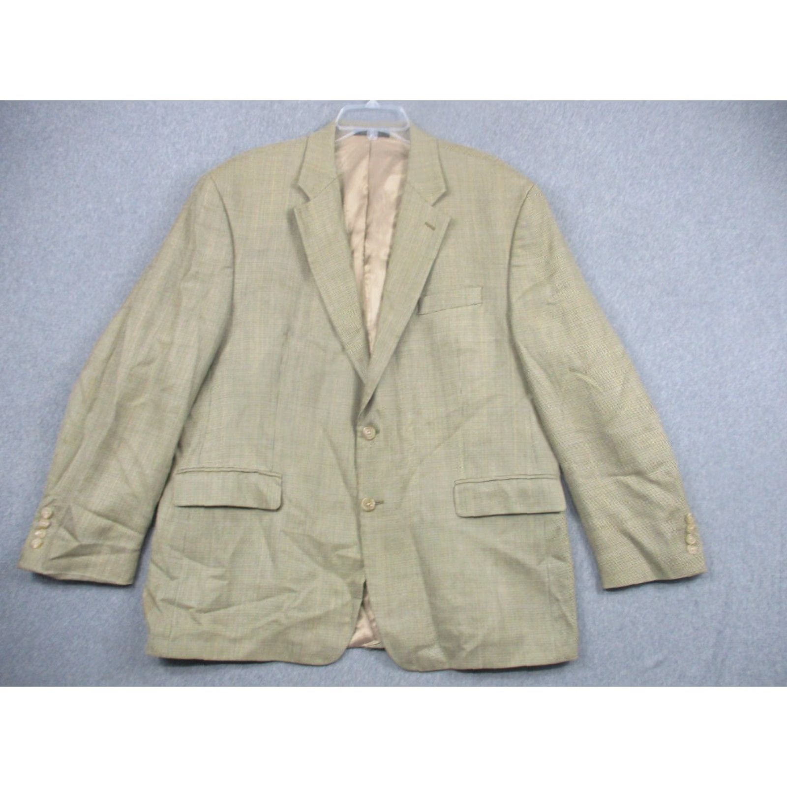 Ralph Lauren Lauren Ralph Lauren Blazer Mens 46R Beige Silk Wool Check Sport Coat Jacket Size 46R - 2 Thumbnail