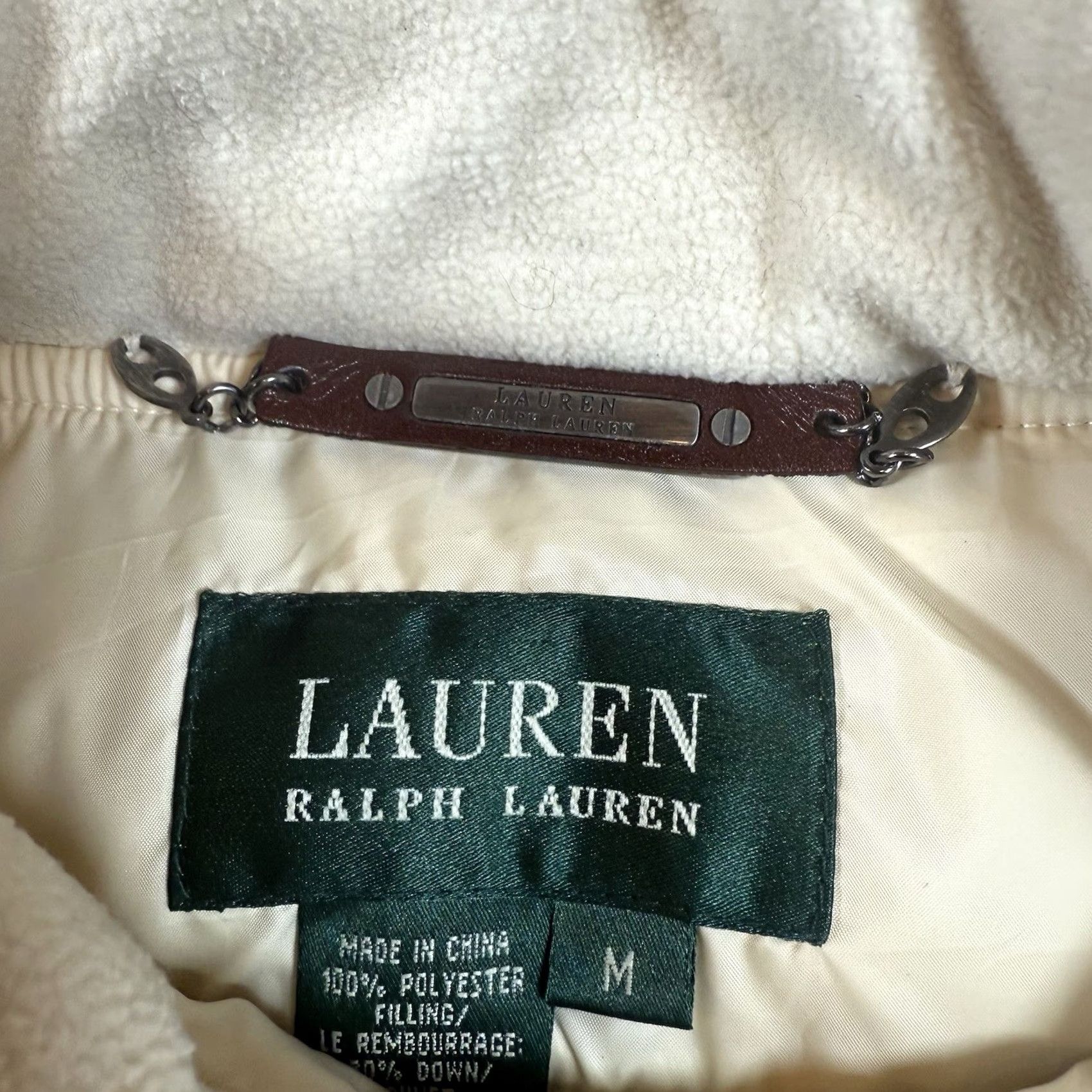Vintage VINTAGE Lauren Ralph Lauren Womens Vest Quilted Water Repellent Down White Cream M White Womens Quilted Down Vest Size M / US 6-8 / IT 42-44 - 3 Thumbnail