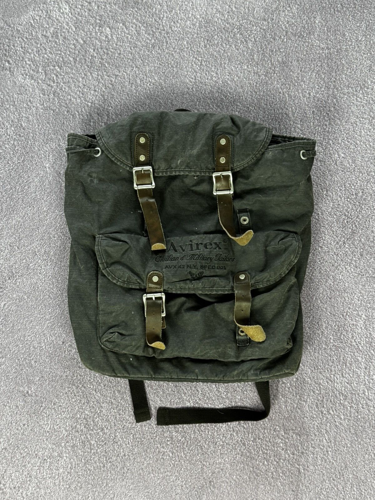 AVIREX Leather 90s Vintage Rare Crazy Backpack