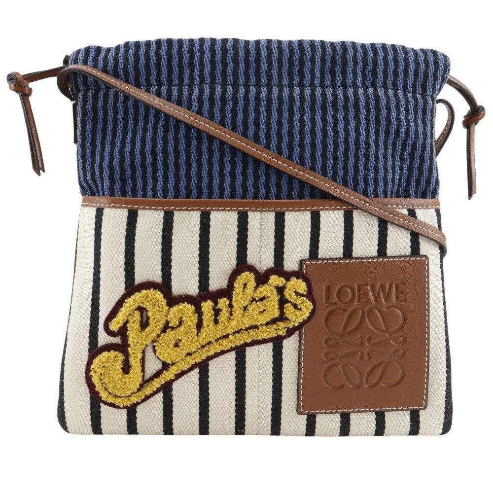 Loewe Loewe Loewe Paula’s Ibiza Stripe Canvas Shoulder Bag Textile Crossbody Bag DUTY FREE for USA Size ONE SIZE - 1 Thumbnail