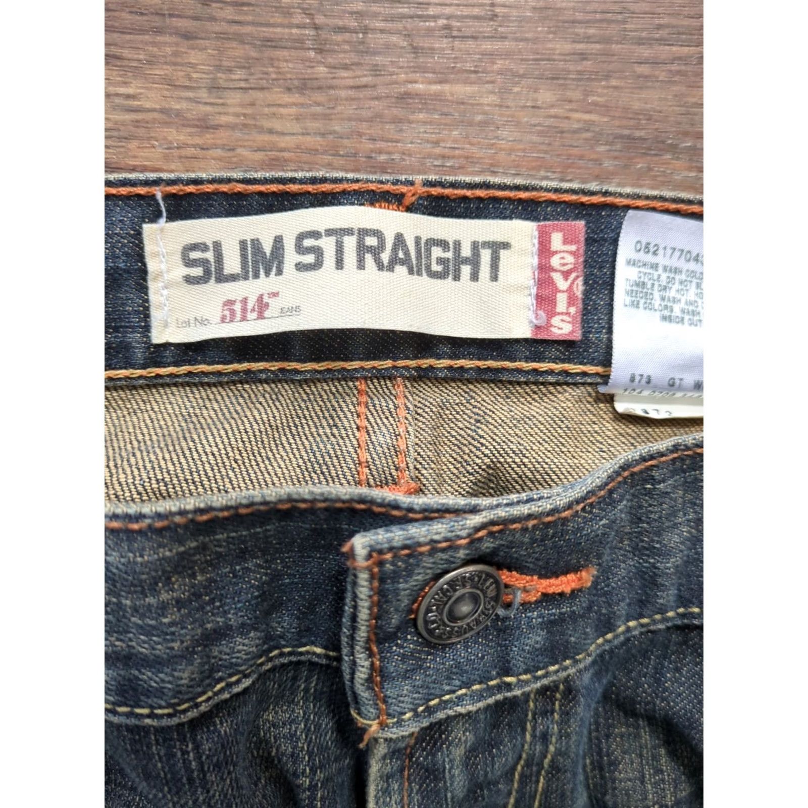 Levi's Levi's 514 Slim Straight Jeans Mens 36x30 Blue Dark Wash Western Cowboy Pattern Solid 5-Pocket Denim Cotton Zip Inseam 30 Size US 36 / EU 52 - 2 Thumbnail