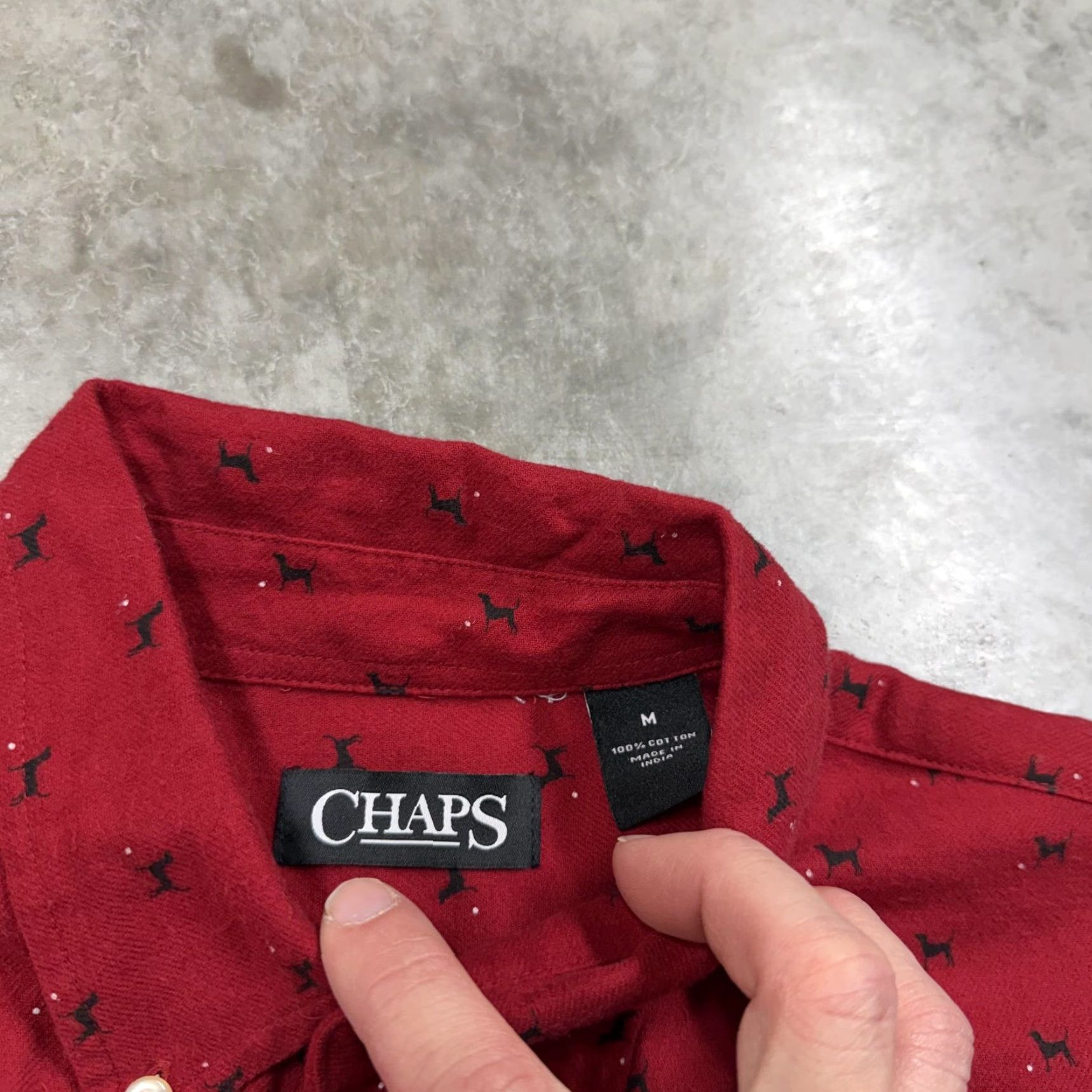 Chaps Chaps Shirt Mens M Red Dog Print Flannel Button-Down Long Sleeve Casual Size US M / EU 48-50 / 2 - 3 Thumbnail