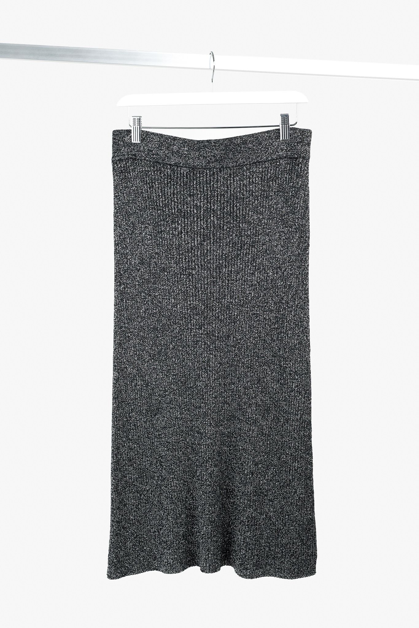 Proenza Schouler White Label Proenza Schouler White Label Black Silver Lurex Midi Skirt Size 30" / US 8 / IT 44 - 1 Thumbnail