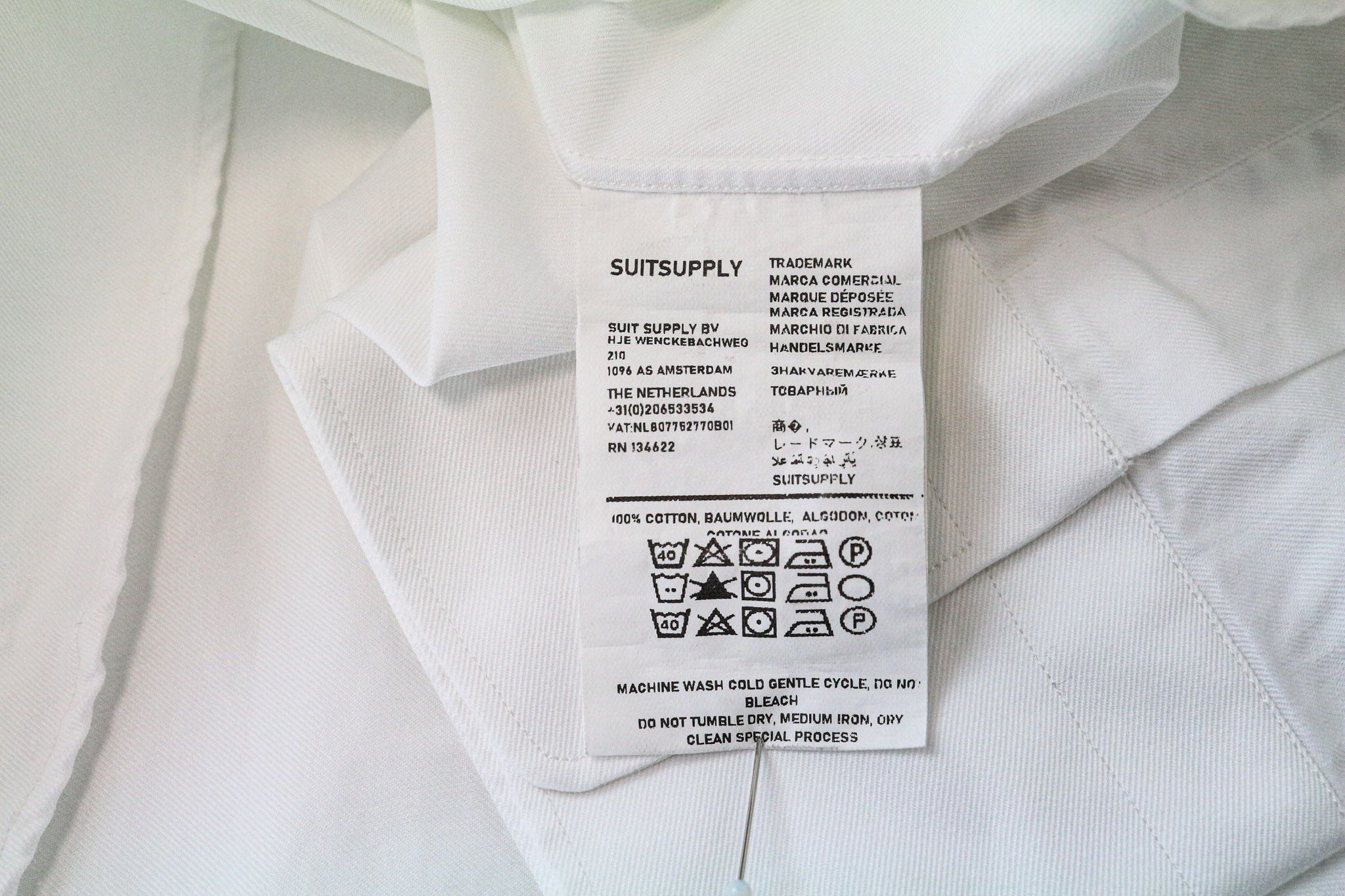 Suitsupply ~L Extra Slim White Cotton Twill Shirt 79346 Size US L / EU 52-54 / 3 - 5 Thumbnail