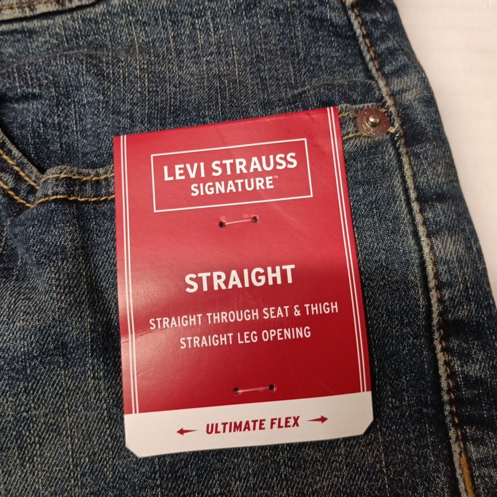Levi's Signature By Levi Straight Jeans Mens 32x34 Blue Cotton Flex Size US 32 / EU 48 - 5 Thumbnail
