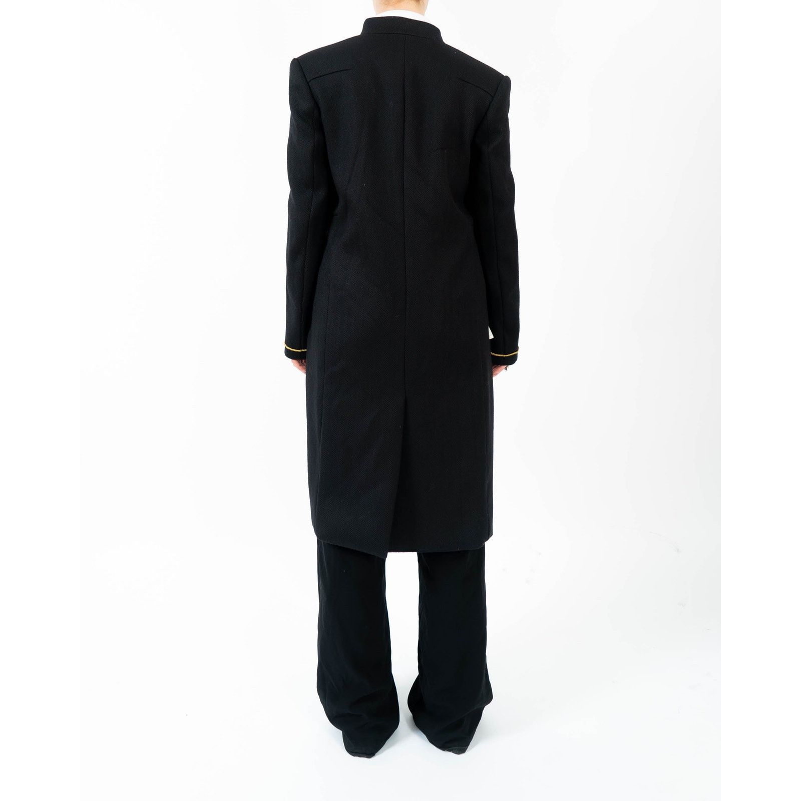 Haider Ackermann FW19 Black Wool Cutout Coat with Golden Embroidery Size S / US 4 / IT 40 - 4 Thumbnail