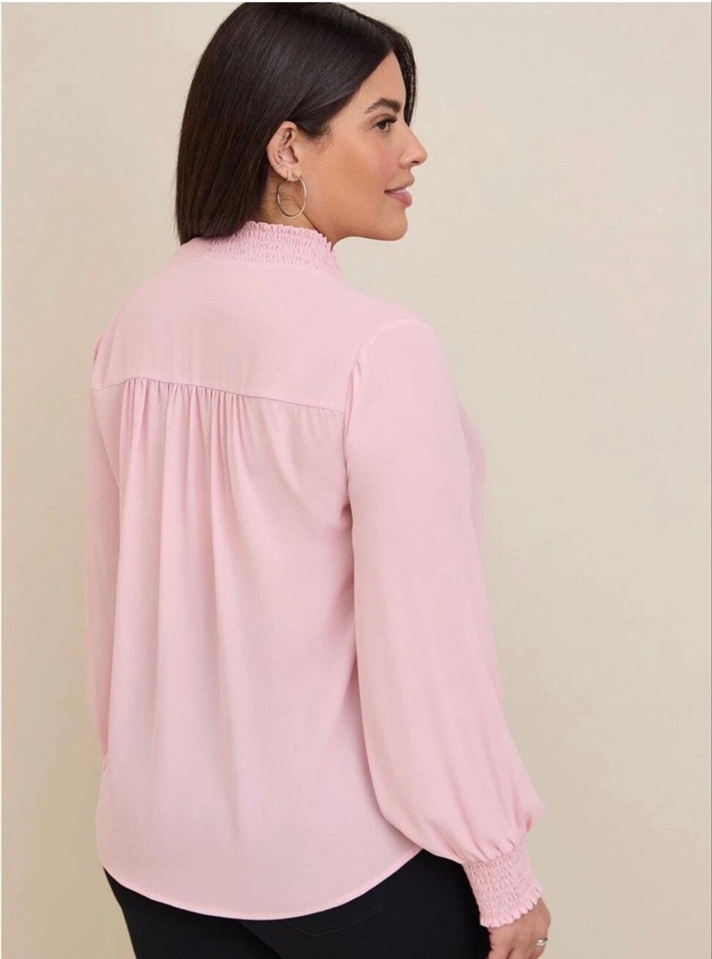Torrid Torrid Georgette Smocked Collar Long Sleeve Blouse 2 (2XL) Size XXL / US 16-18 / IT 52-54 - 2 Thumbnail
