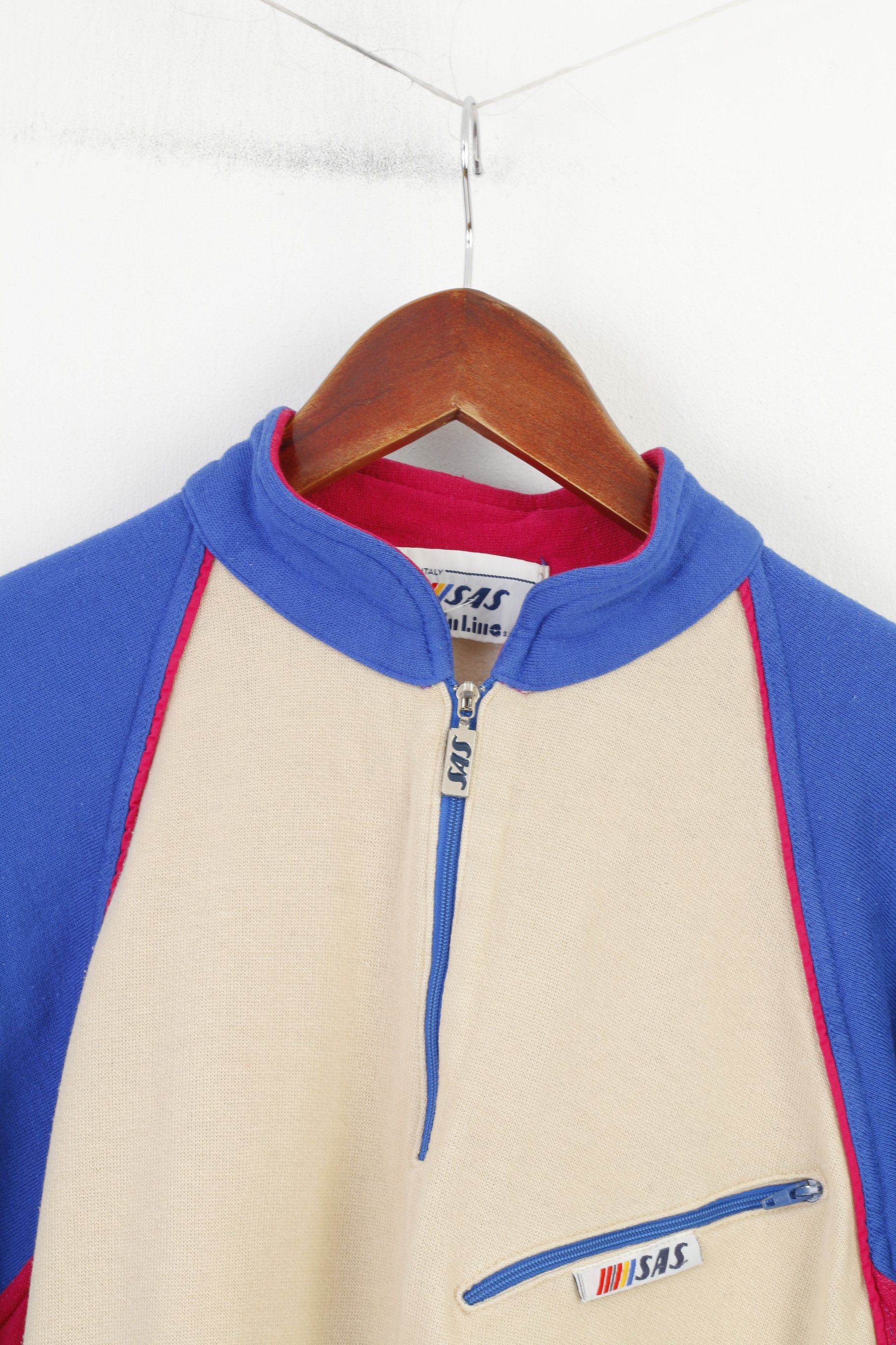 SAS SAS Women M Sweatshirt Zip Neck Beige Cotton Italy 3599 Size M / US 6-8 / IT 42-44 - 2 Thumbnail