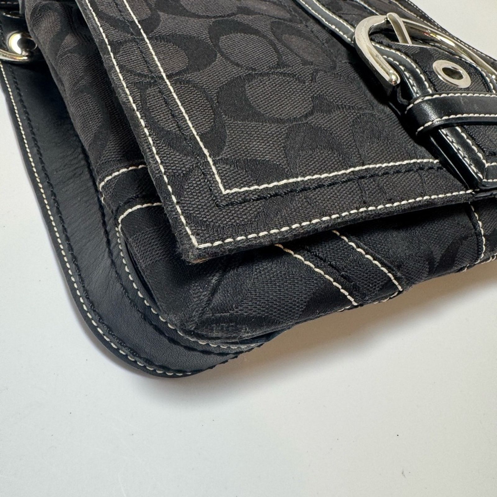 Coach Coach Signature Shoulder Bag Crossbody Black Monogram #10082 Size ONE SIZE - 10 Thumbnail