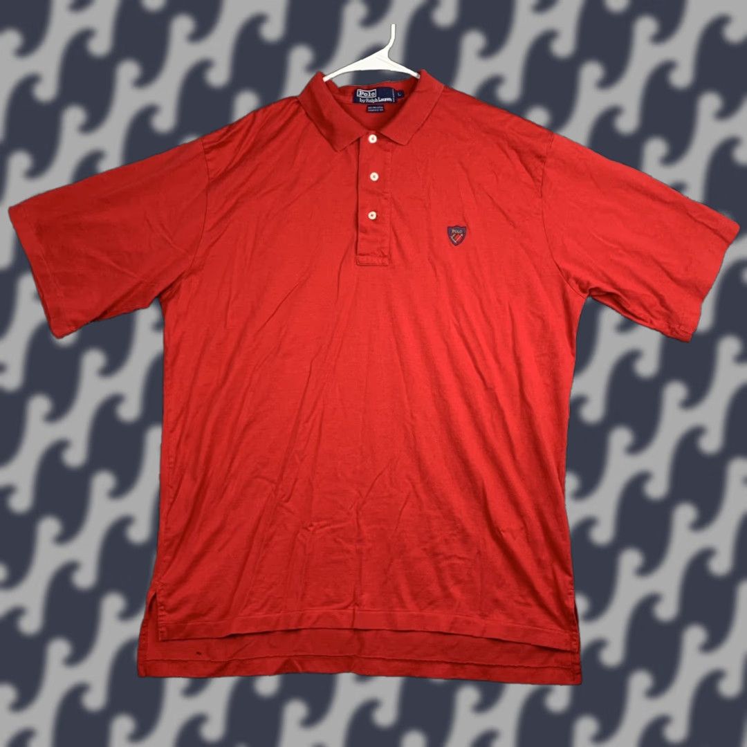 Polo Ralph Lauren VINTAGE Polo Ralph Lauren Polo Shirt Mens Large Red Plaid Shield Logo Embroidered 100% Cotton Short Sleeve Collared Button Regular Fit Ships? Size US L / EU 52-54 / 3 - 1 Thumbnail