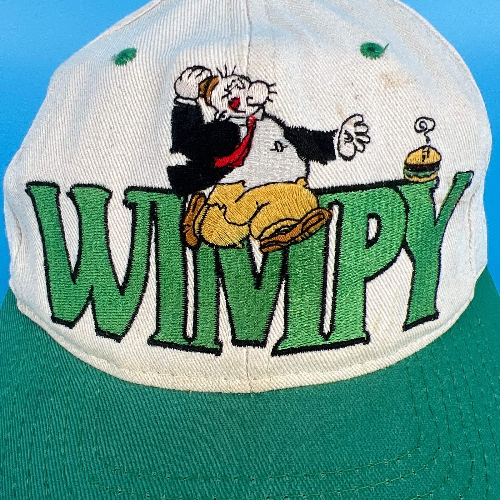 Vintage 90s Popeye Wimpy hamburger two tone hat 1990s vintage Size ONE SIZE - 2 Thumbnail