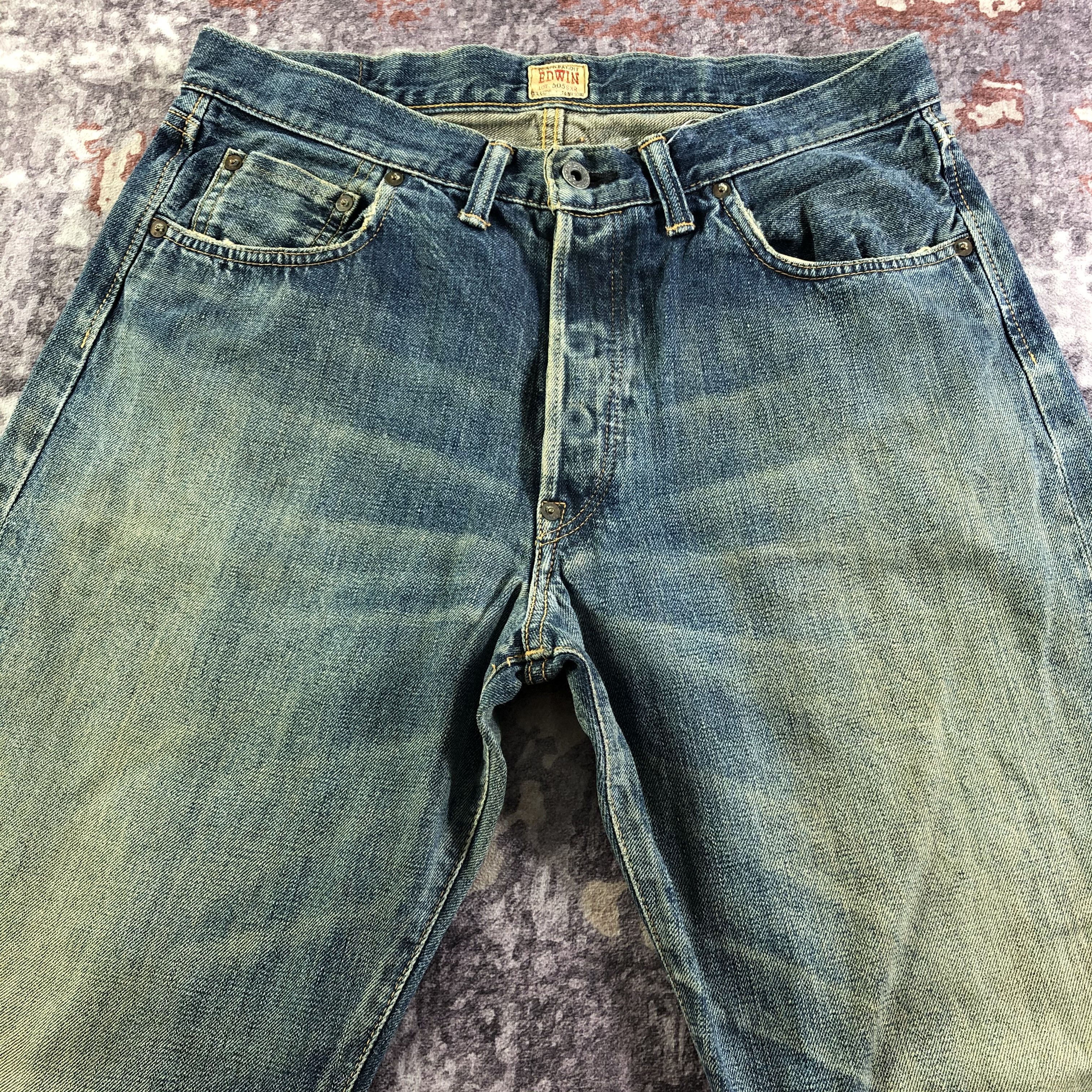 Edwin Vintage Blue Wash Edwin 505 Selvedge Jeans-JM3663 Size US 33 - 3 Thumbnail