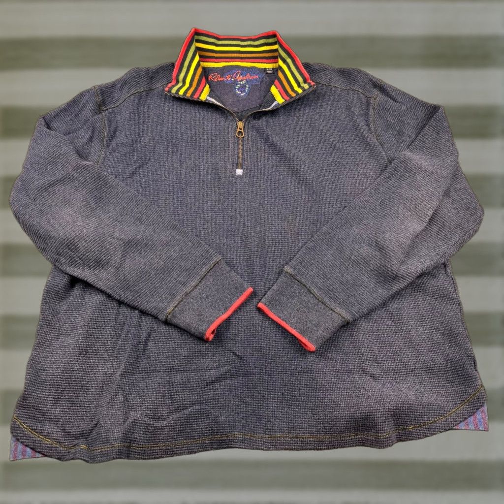 Robert Graham Robert Graham Sweater Mens XL Navy Blue Long Sleeve Quarter Zip Waffle Knit Size US XXL / EU 58 / 5 - 1 Thumbnail