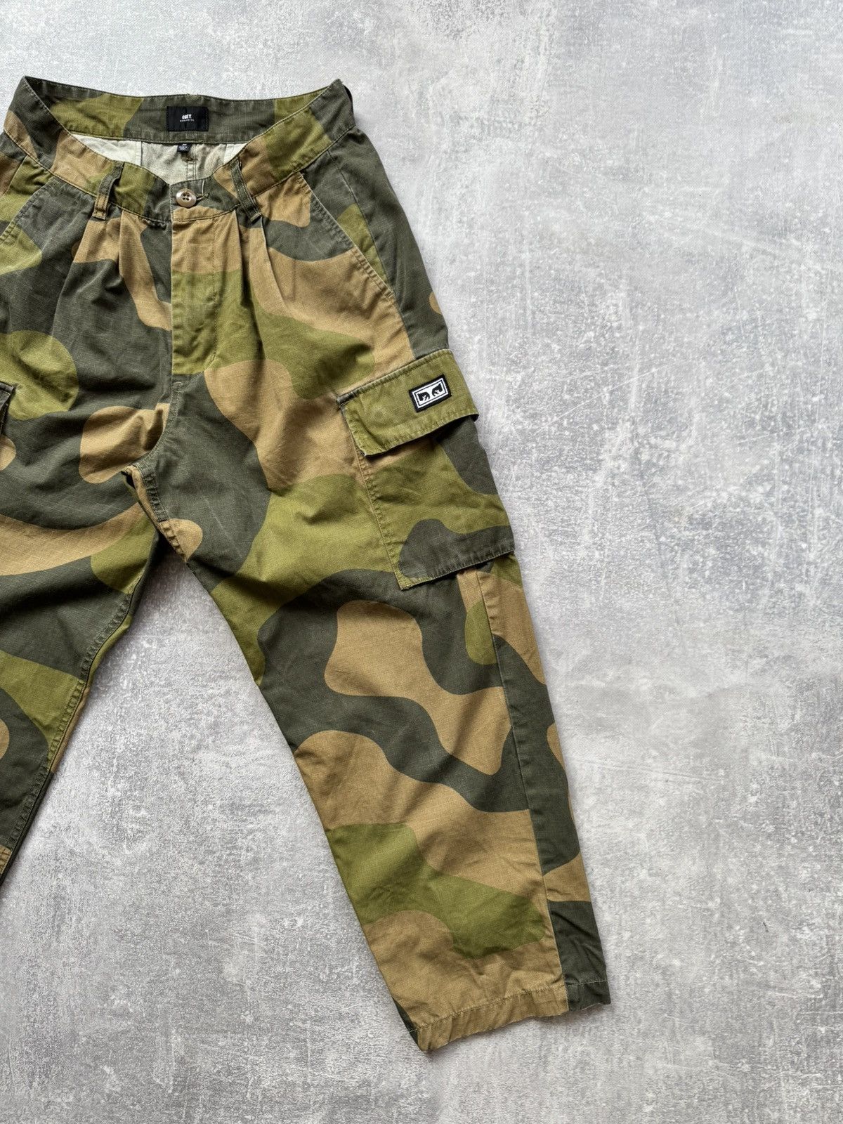 Japanese Brand Obey Baggy Camo Cargo Pants Size US 30 / EU 46 - 4 Thumbnail
