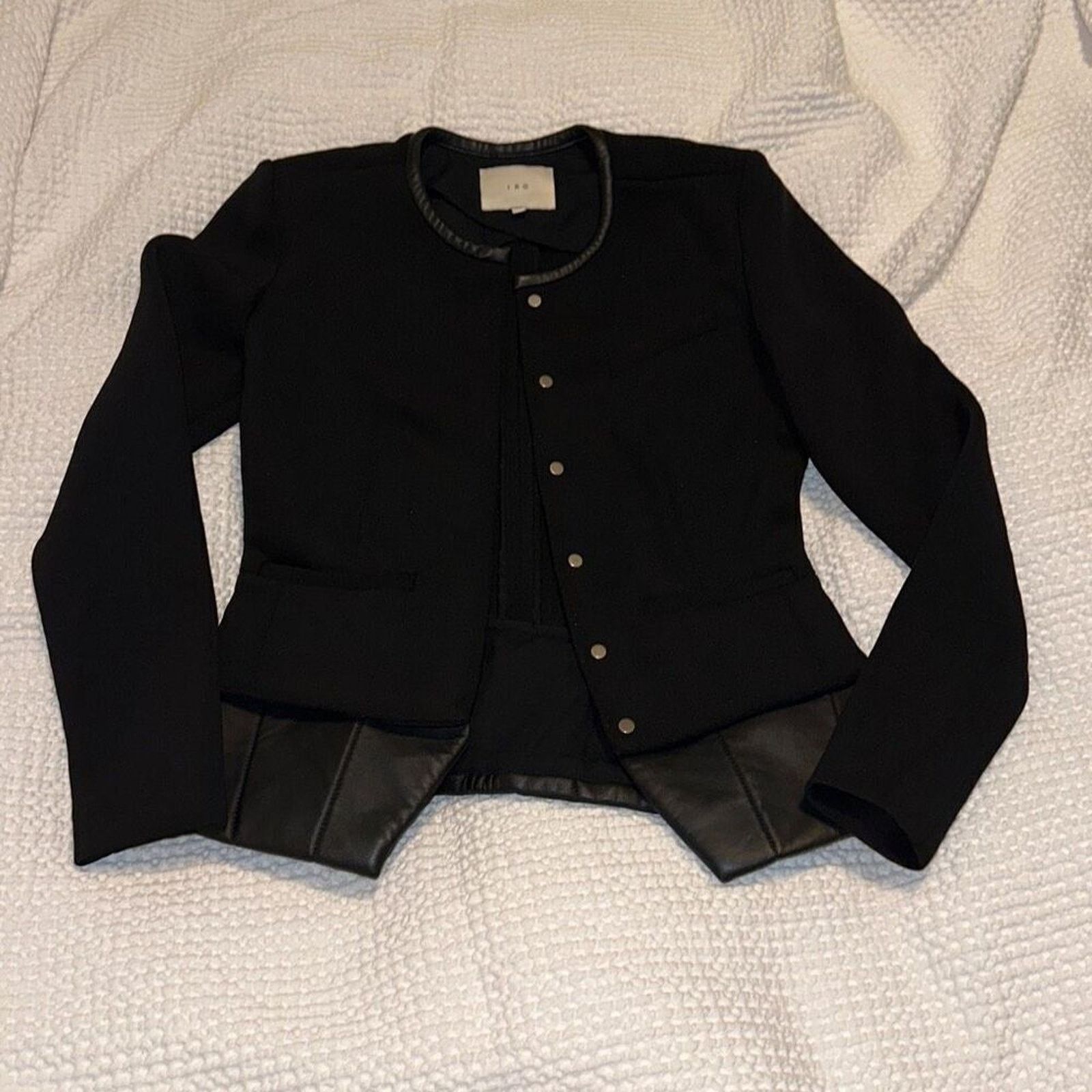 Iro IRO Black Two-Fabric Leather Blazer | Sz S Size S / US 4 / IT 40 - 2 Thumbnail