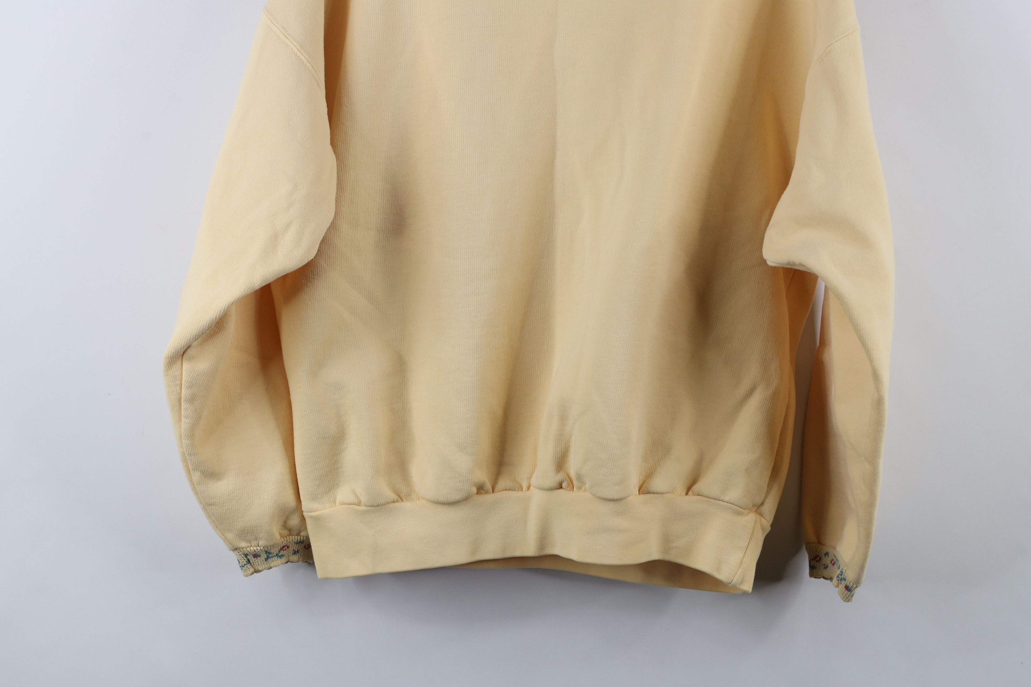 Vintage Vintage 90s Country Primitive Flower Sweatshirt Yellow Size L / US 10 / IT 46 - 11 Thumbnail