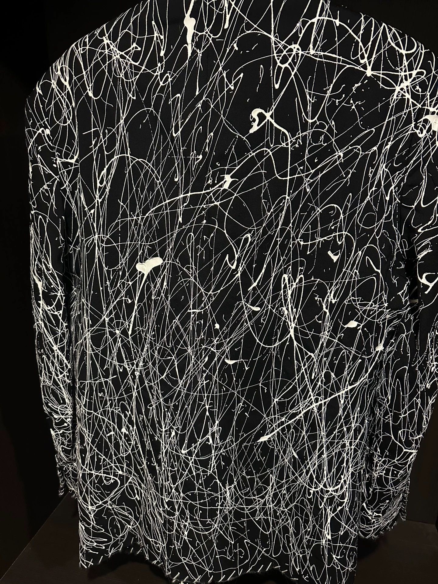 Yves Saint Laurent YVES SAINT LAURENT 80s Hand-Painted Ink Blazer 50 Size 50R - 6 Thumbnail