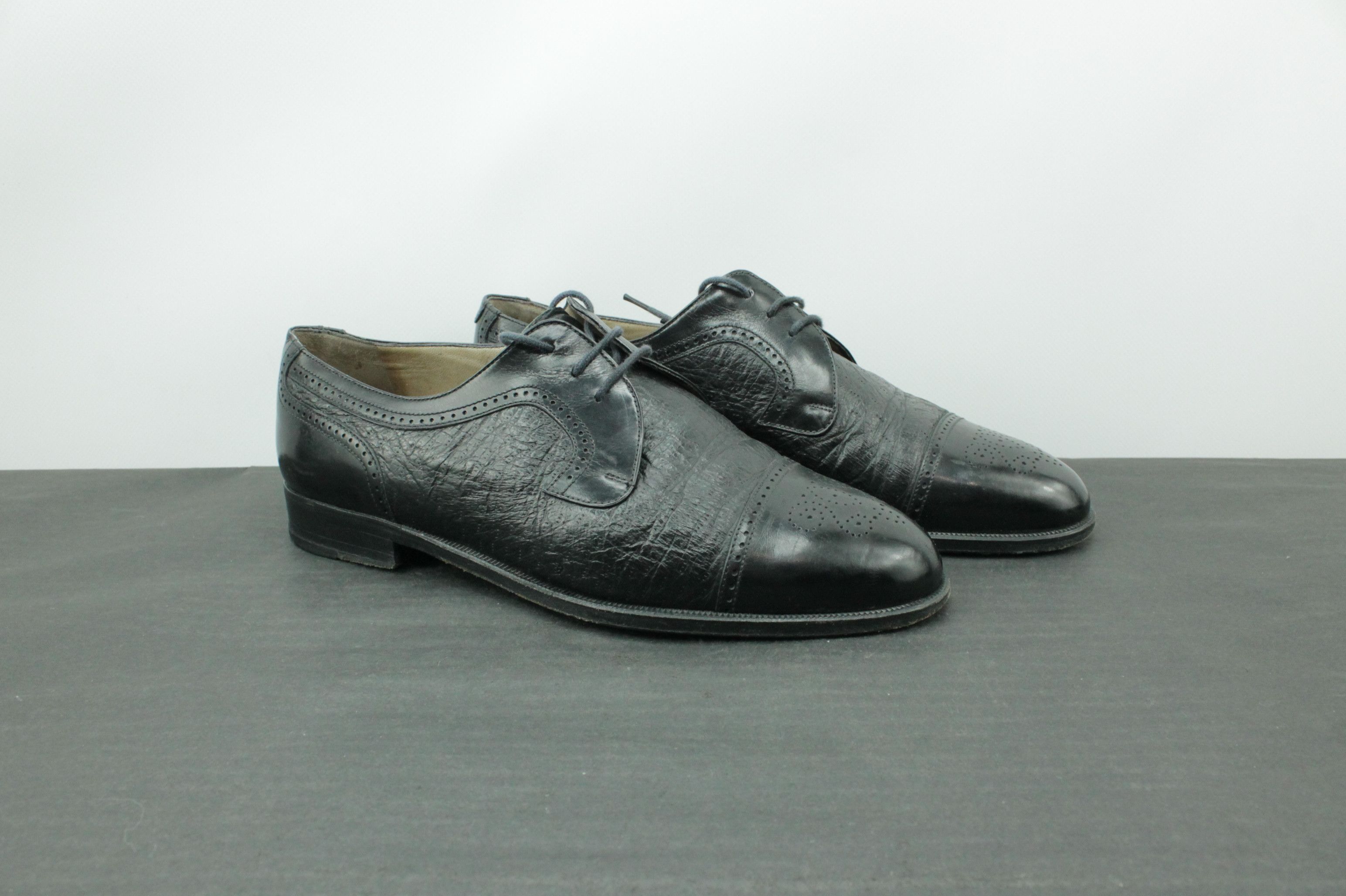 Moreschi Moreschi Black Leather Lace Up Oxford Brogue Formal Shoes Size US 9 / EU 42 - 1 Thumbnail