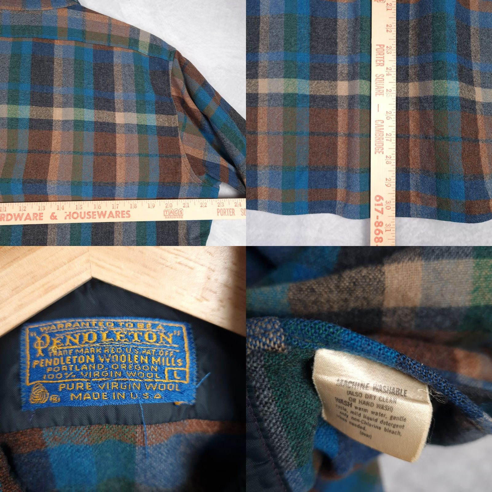 Pendleton VINTAGE Pendleton Wool Shirt Mens L Blue Plaid Wool Button-Up Long Sleeve Casual 60s Chore Pocketed Size US L / EU 52-54 / 3 - 11 Thumbnail