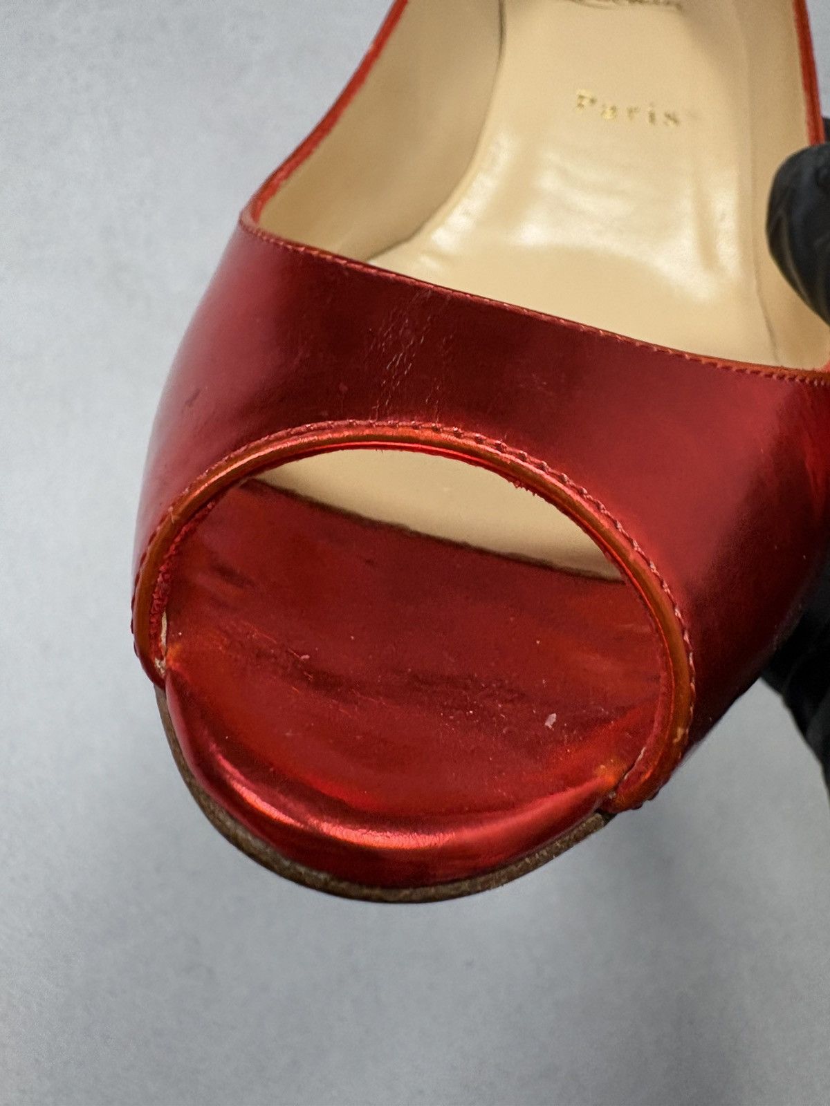 Christian Louboutin Christian Louboutin Red Metallic Peep Toe Heels Pumps Shoes Size US 9.5 / IT 39.5 - 14 Thumbnail