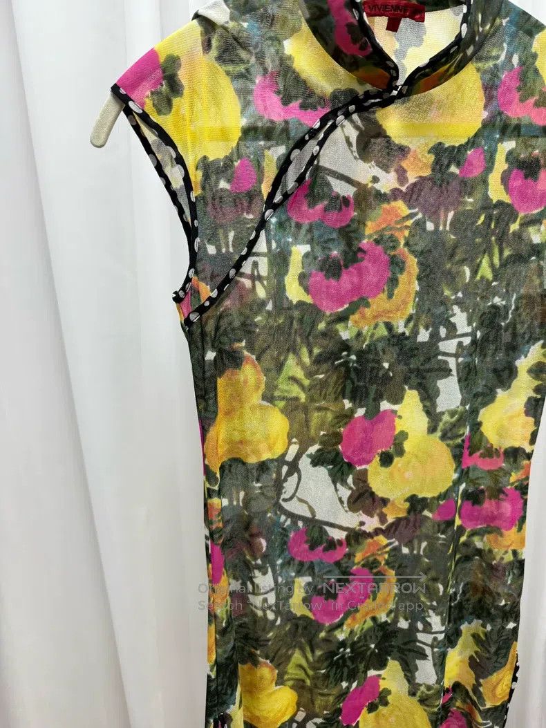 Vivienne Tam Vivienne Tam Oil Painting Flower Net Cheongsam Size S / US 4 / IT 40 - 5 Thumbnail