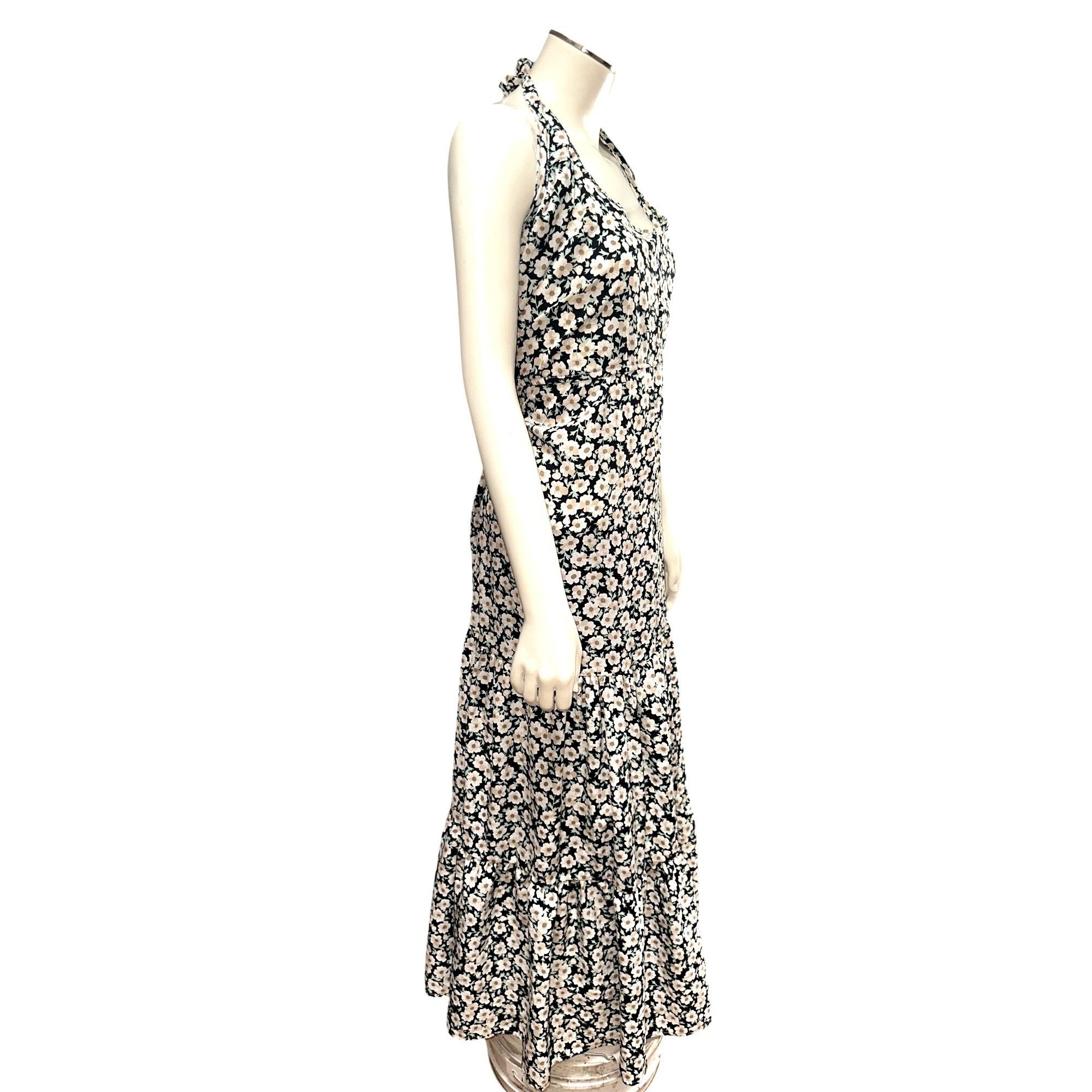 Other Pretty Garden M Navy White Floral Halter Backless Tiered Ruf Size L / US 10 / IT 46 - 3 Thumbnail