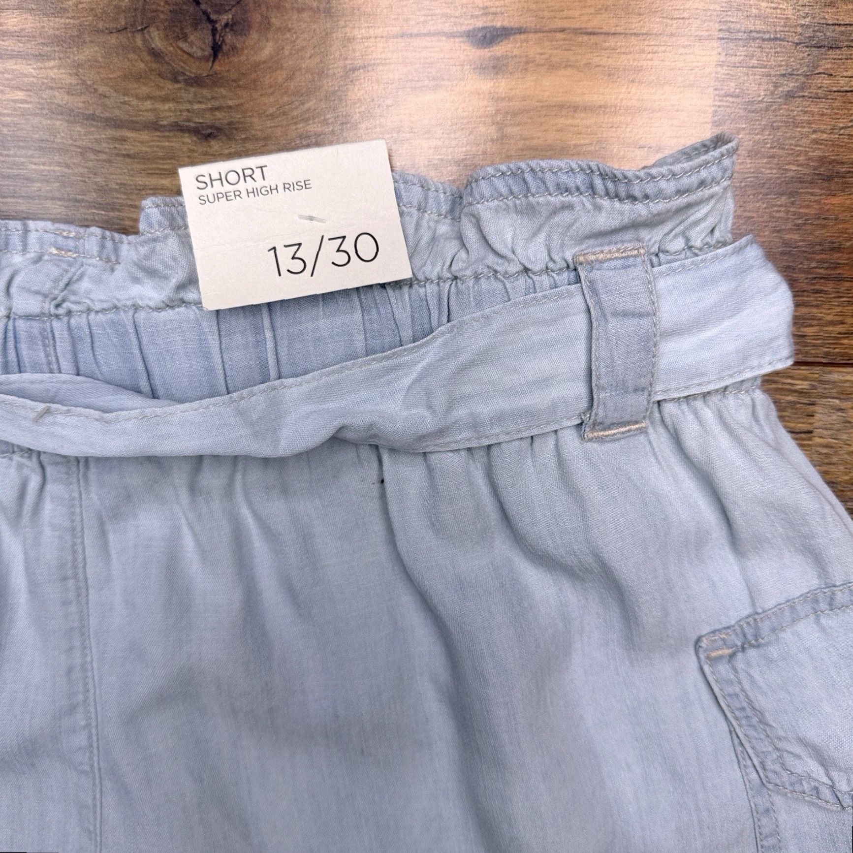 Vintage Indigo Rein Paperbag Shorts Womens 13 / 30 Blue Belt High Rise New Size 34" / US 12 / IT 48 - 6 Thumbnail
