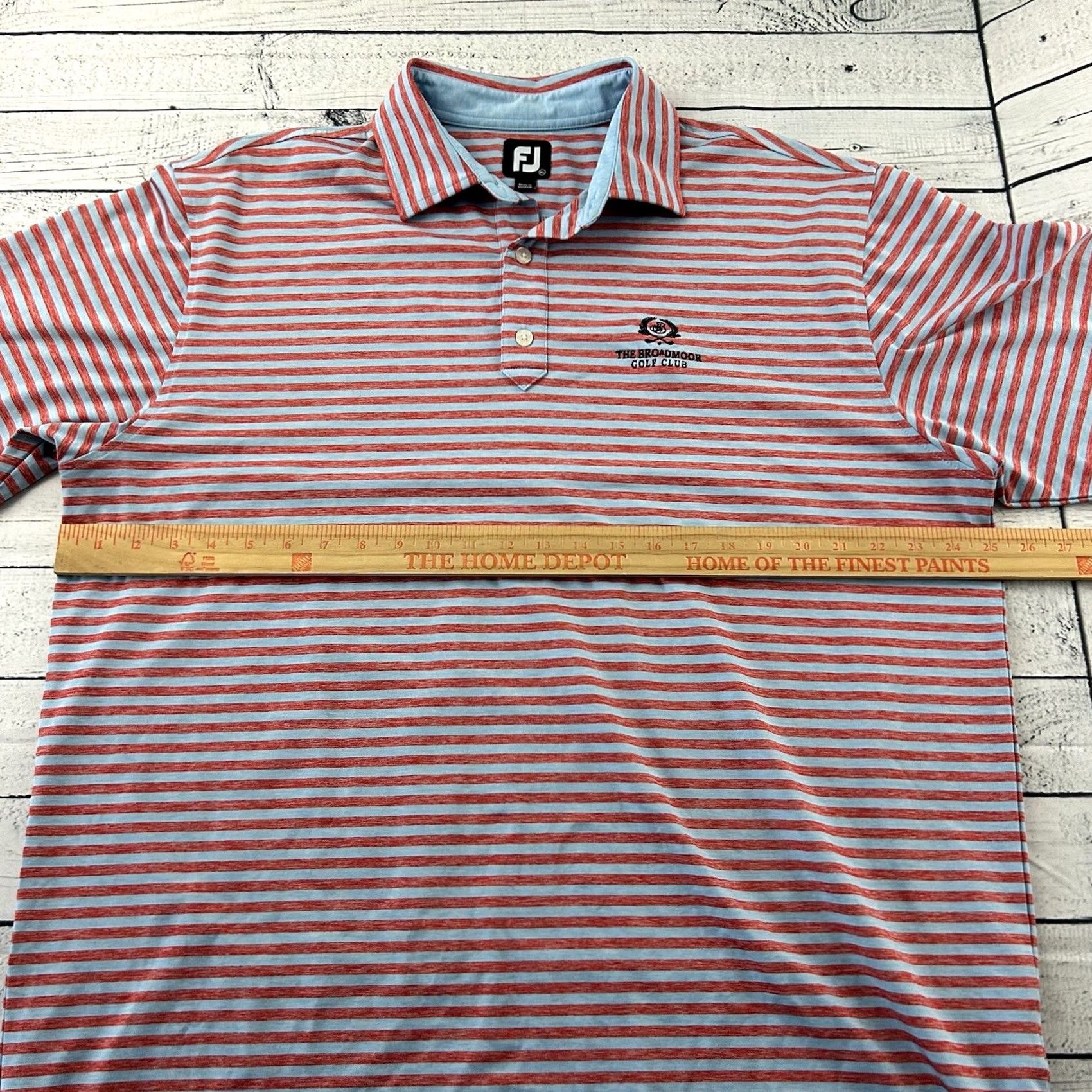 Footjoy FootJoy Broadmoor Striped Short Sleeve Golf Polo Shirt Men's XL Red Blue Shirt Mens XL Red Blue Striped Golf Polo FootJoy Size US XL / EU 56 / 4 - 5 Thumbnail
