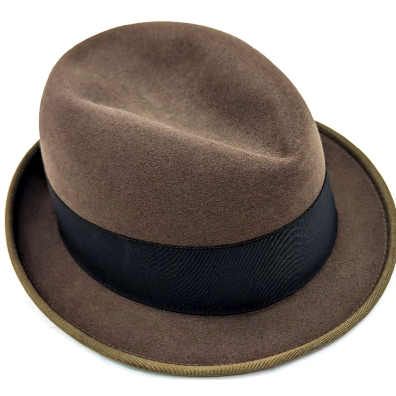 FELT VINTAGE Wormser Royal Luxury Fedora – Brown Felt Hat – Size 7 3/8 – Men – Leather Band – United Hatters Cap & Millinery – Midas Style Size ONE SIZE - 4 Thumbnail