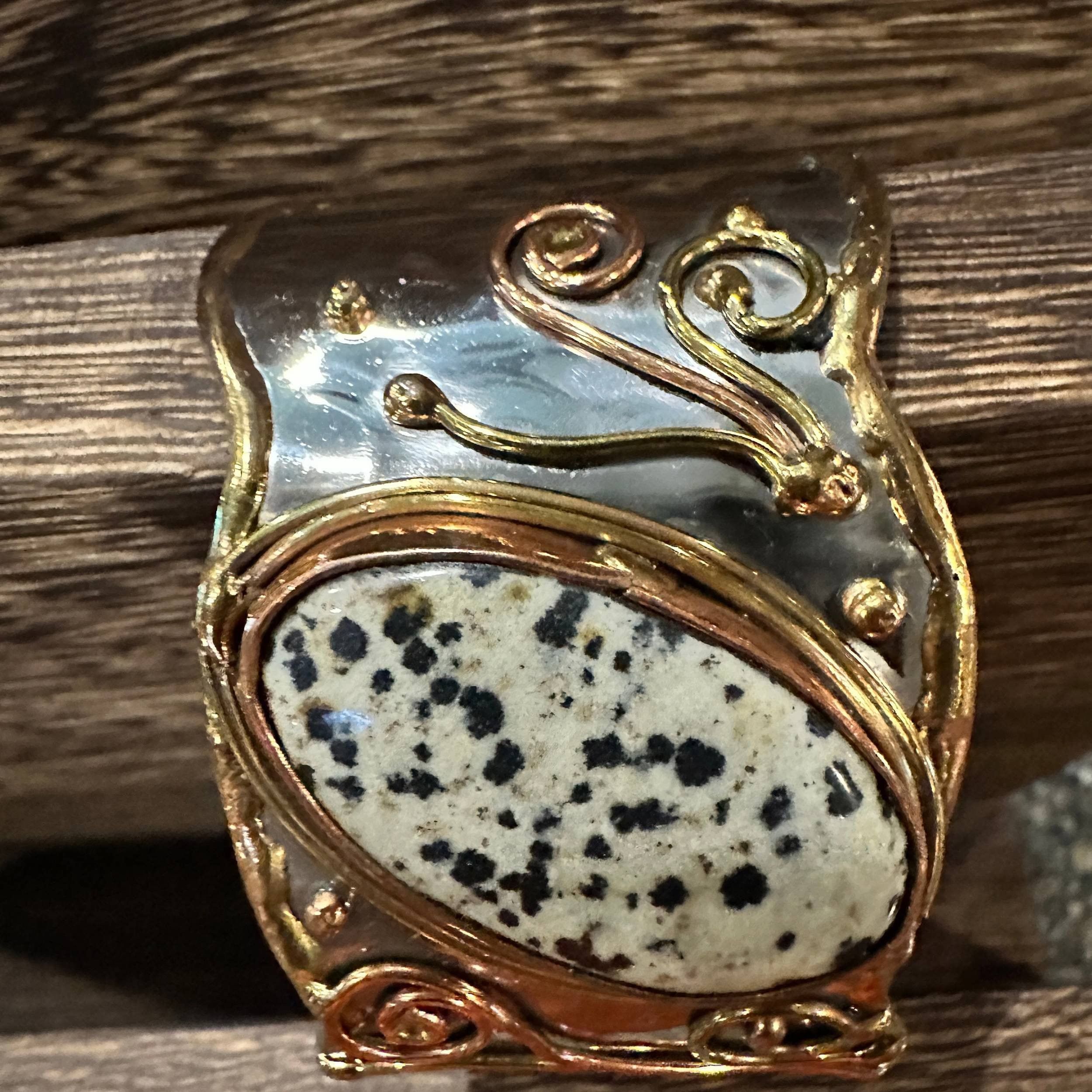 Other Unique Adjustable Cuff Bracelet with Dalmation Jasper and Mi Size ONE SIZE - 8 Thumbnail