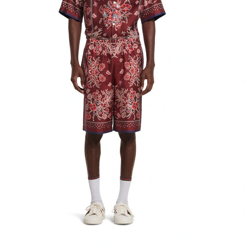 Gucci oc11z526 Printed Silk Twill Shorts in Red Size US 28 / EU 44 - 4 Thumbnail