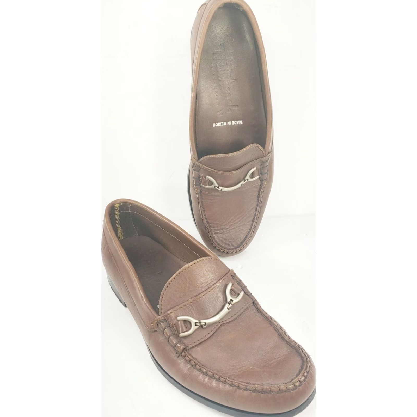 Vintage HITCHCOCK Extra Wide Men's Brown Leather Loafer Silver Horse Bit Size 8 EEE Casual Size US 6 / EU 39 - 3 Thumbnail