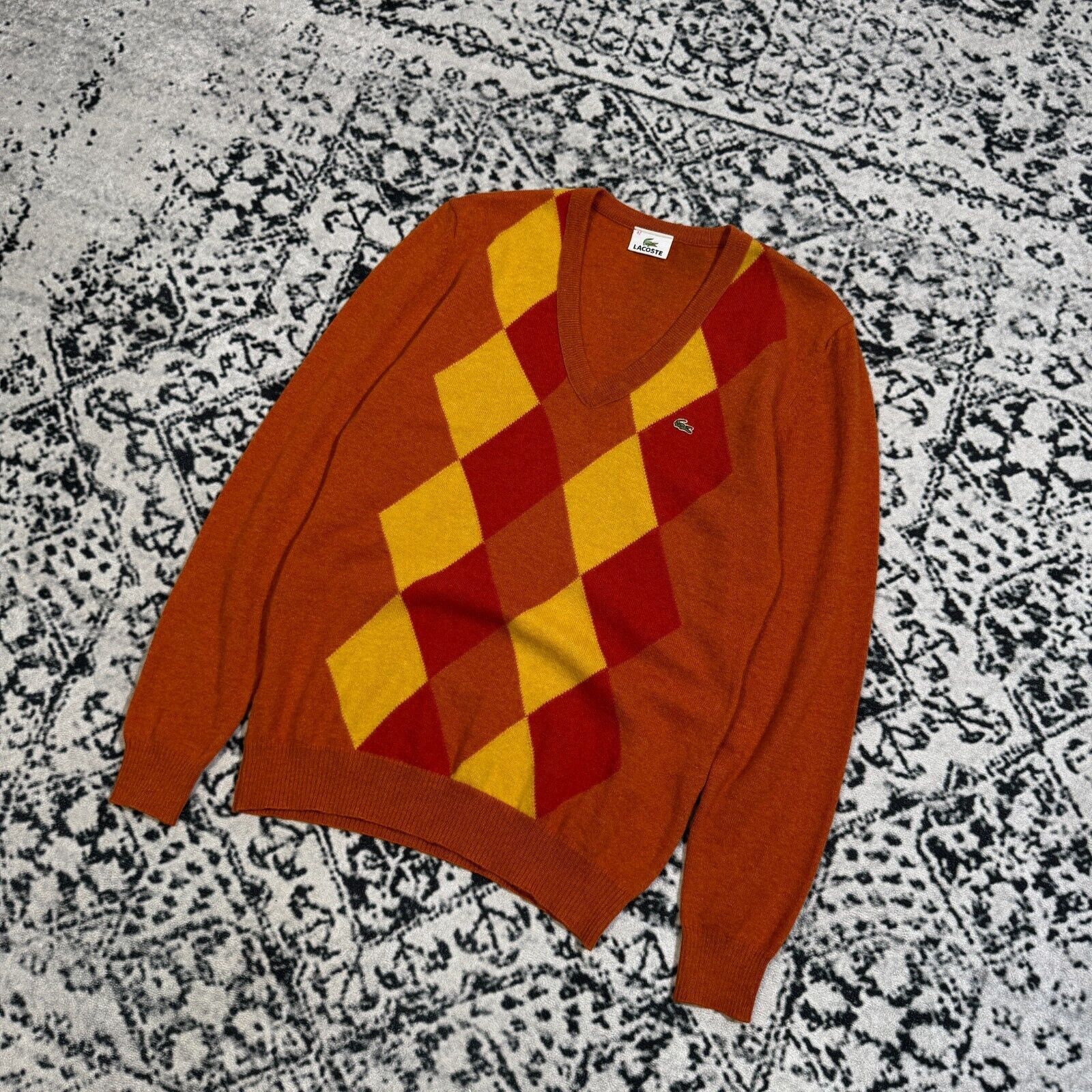 Lacoste × Vintage Vintage Lacoste Unisex Orange Yellow Red Wool Sweater Size S Size US S / EU 44-46 / 1 - 2 Thumbnail