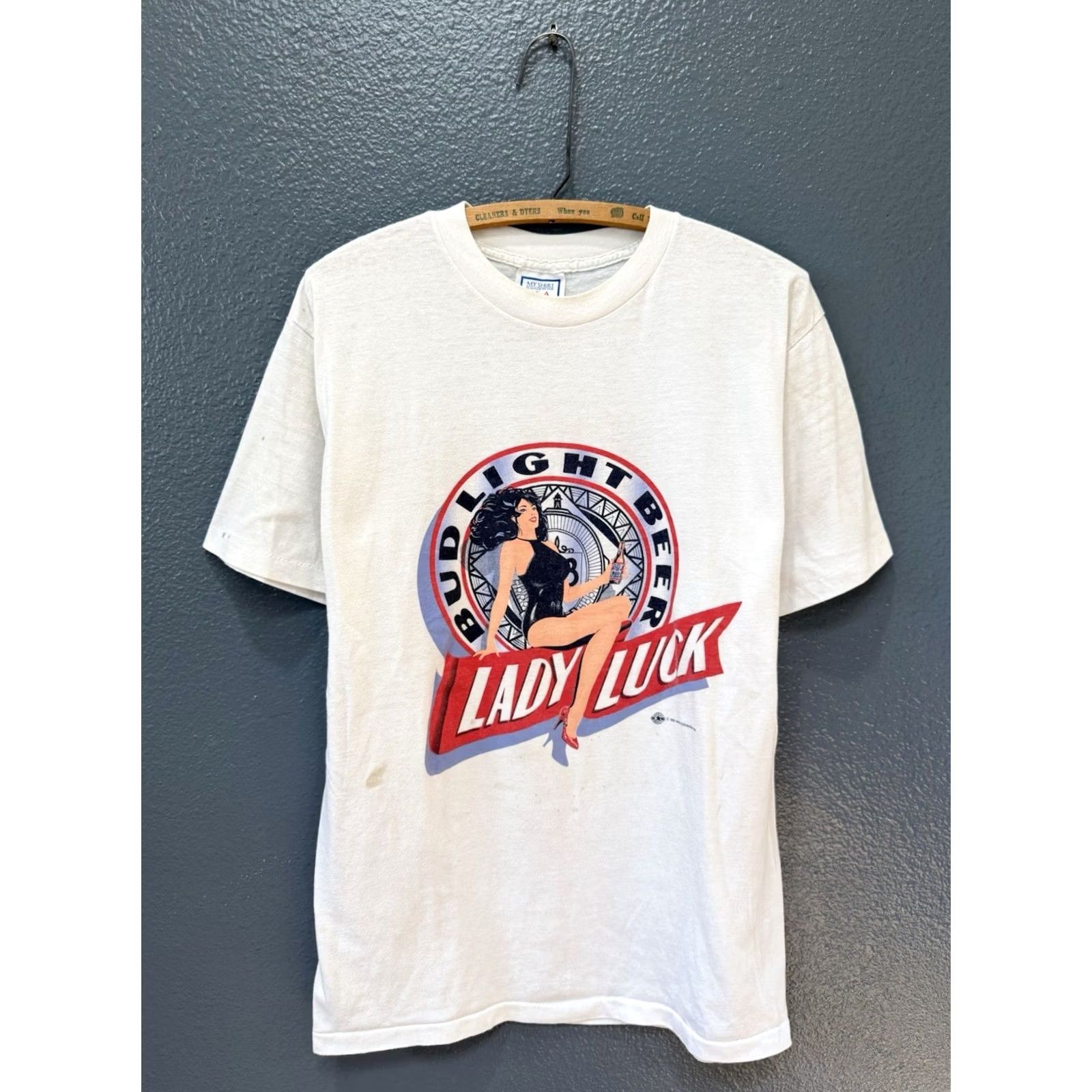 Budweiser VINTAGE Bud Light 90s Shirt XL Men’s White T-Shirt Ladies Luck Promo Beer Theme Mens Clothing Size US XL / EU 56 / 4 - 3 Thumbnail